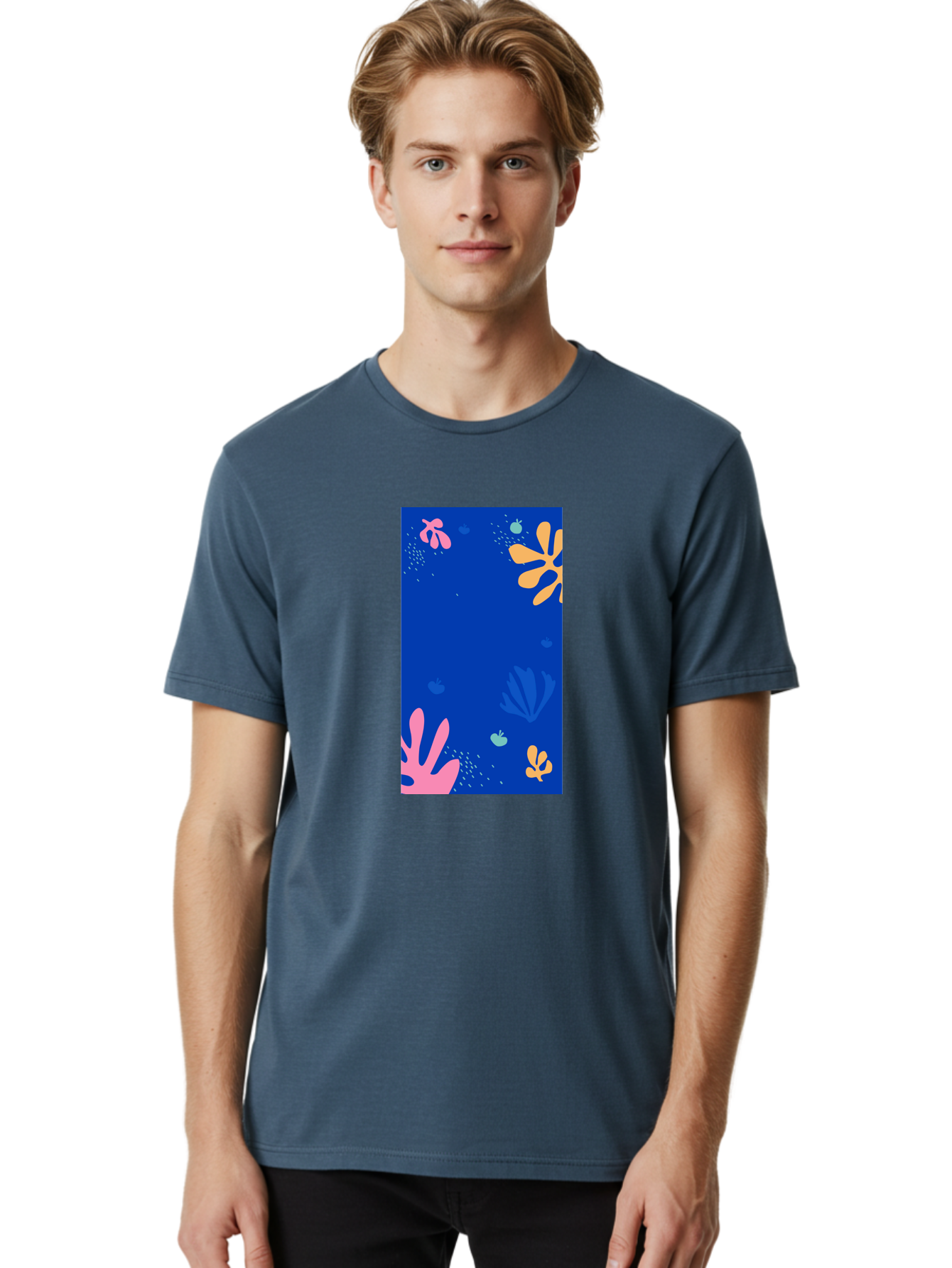 Underwater-Florals Men'S Graphic Tee, 100% Cotton, Comfortable Casual Summer Wear, Machine Washable, Underwater Scene, Colorful Flowers, Coral, Aquatic Plants, Ocean Life, Vibrant Colors, Whimsical Design, Digital Art, Floral Pattern, Aab638 28