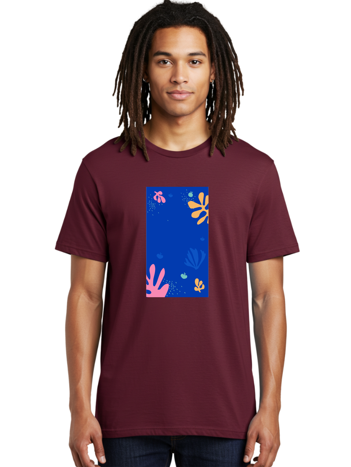 Underwater-Florals Men'S Graphic Tee, 100% Cotton, Comfortable Casual Summer Wear, Machine Washable, Underwater Scene, Colorful Flowers, Coral, Aquatic Plants, Ocean Life, Vibrant Colors, Whimsical Design, Digital Art, Floral Pattern, Aab638 30