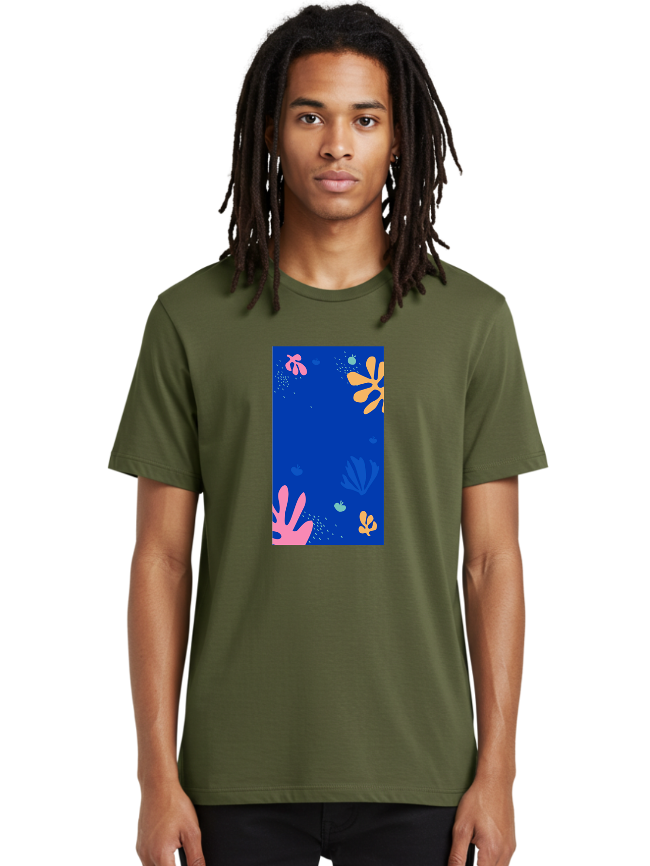 Underwater-Florals Men'S Graphic Tee, 100% Cotton, Comfortable Casual Summer Wear, Machine Washable, Underwater Scene, Colorful Flowers, Coral, Aquatic Plants, Ocean Life, Vibrant Colors, Whimsical Design, Digital Art, Floral Pattern, Aab638 8