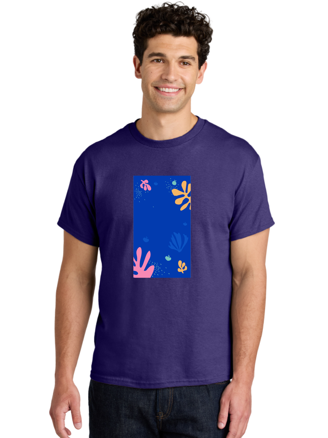 Underwater-Florals Men'S Graphic Tee, 100% Cotton, Comfortable Casual Summer Wear, Machine Washable, Underwater Scene, Colorful Flowers, Coral, Aquatic Plants, Ocean Life, Vibrant Colors, Whimsical Design, Digital Art, Floral Pattern, Aab638 10