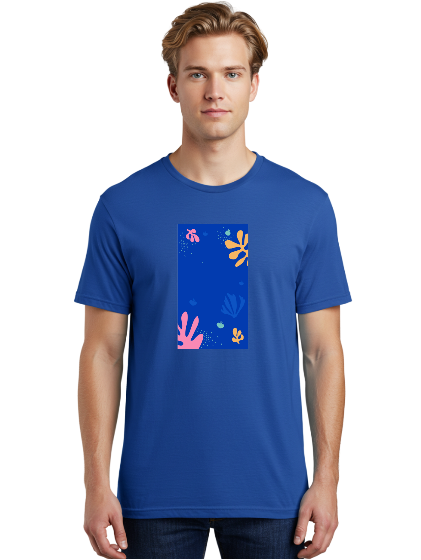 Underwater-Florals Men'S Graphic Tee, 100% Cotton, Comfortable Casual Summer Wear, Machine Washable, Underwater Scene, Colorful Flowers, Coral, Aquatic Plants, Ocean Life, Vibrant Colors, Whimsical Design, Digital Art, Floral Pattern, Aab638 16
