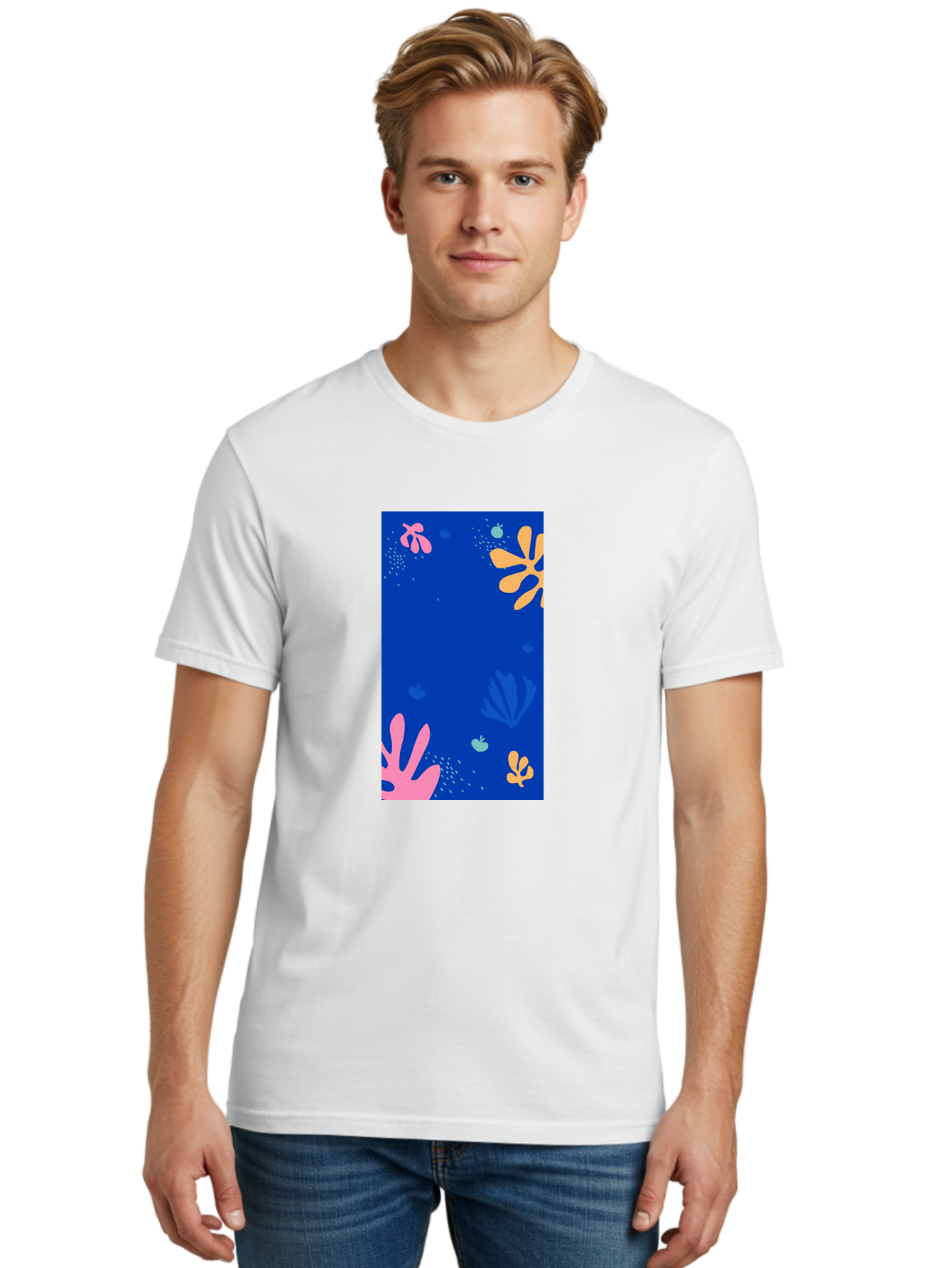 Underwater-Florals Men'S Graphic Tee, 100% Cotton, Comfortable Casual Summer Wear, Machine Washable, Underwater Scene, Colorful Flowers, Coral, Aquatic Plants, Ocean Life, Vibrant Colors, Whimsical Design, Digital Art, Floral Pattern, Aab638 20