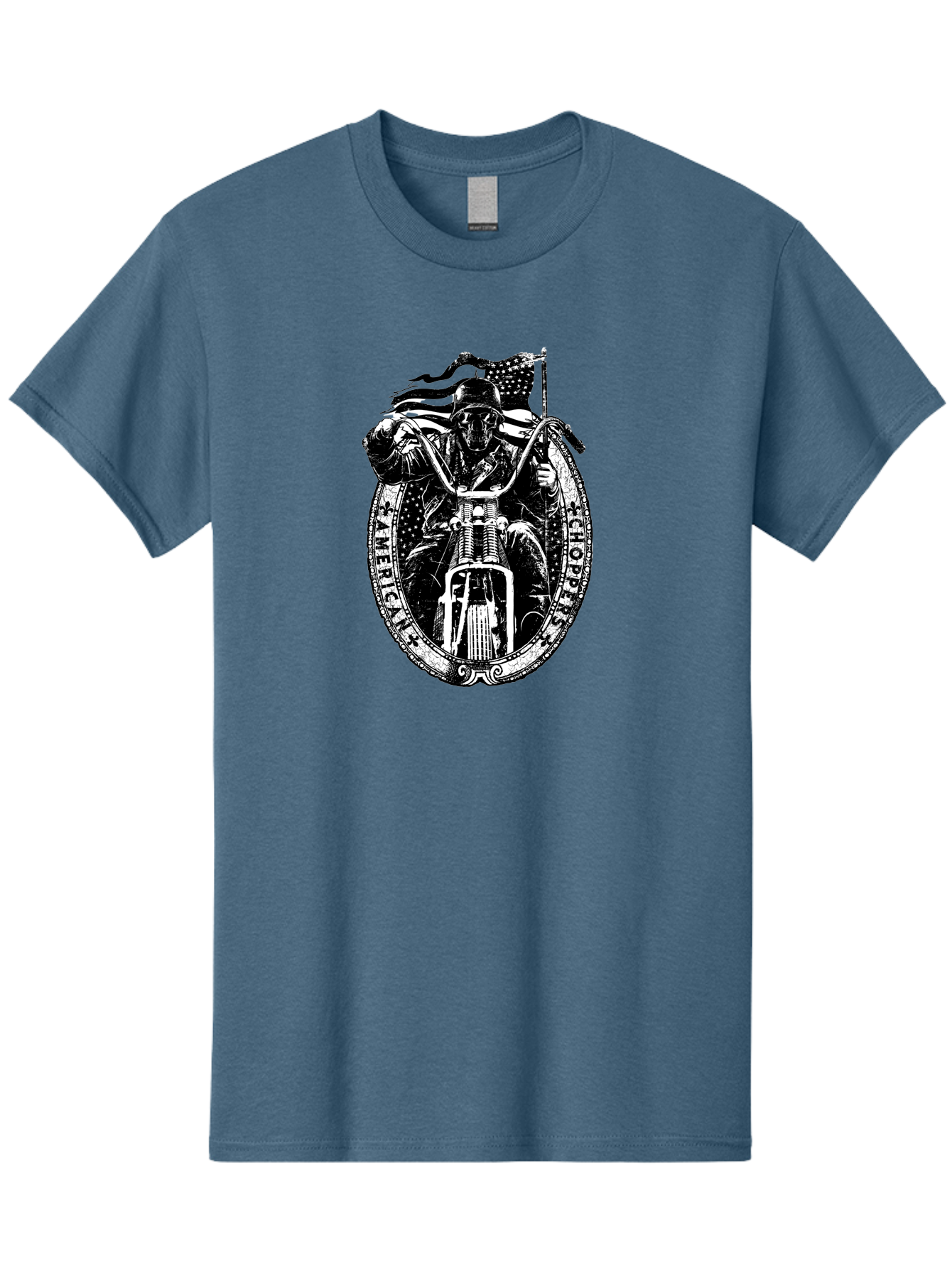 American-Chopper Men'S Graphic Tee, 100% Cotton, Comfortable Casual Summer Wear, Machine Washable, Motorcycle Culture, Biker Graphics, Patriotic Symbol, Chopper Bike, Skull Rider, American Flag, Bold Design, Black And White Illustration, Aab642 17