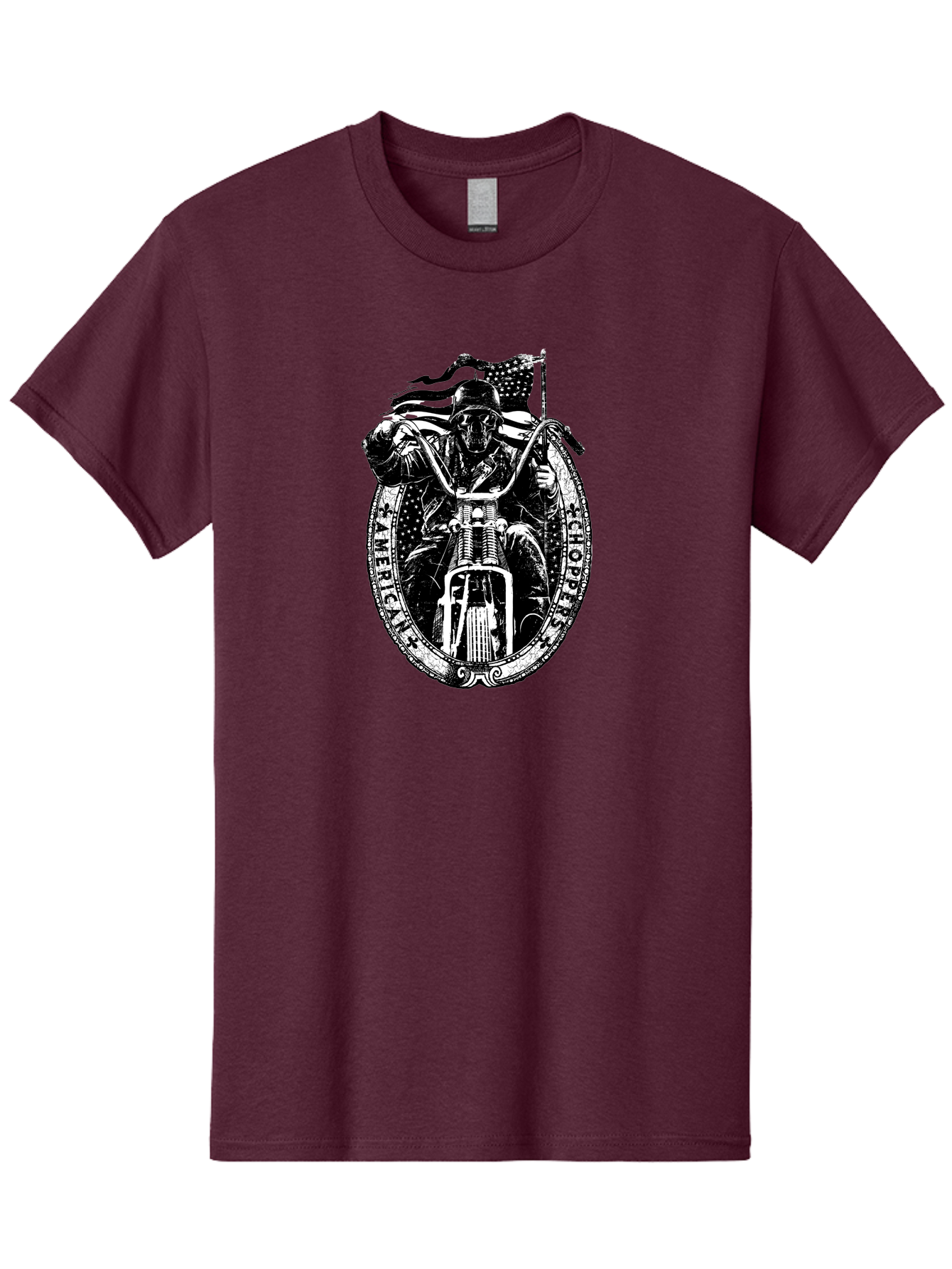 American-Chopper Men'S Graphic Tee, 100% Cotton, Comfortable Casual Summer Wear, Machine Washable, Motorcycle Culture, Biker Graphics, Patriotic Symbol, Chopper Bike, Skull Rider, American Flag, Bold Design, Black And White Illustration, Aab642 11
