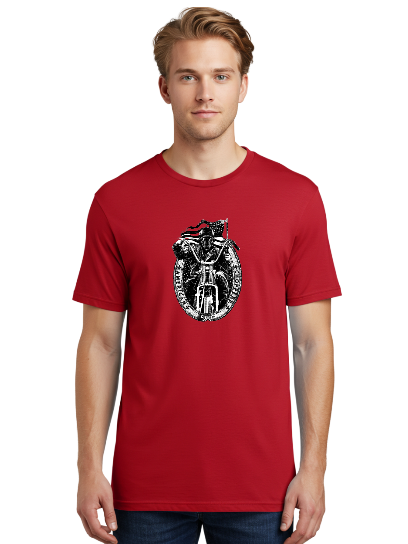 American-Chopper Men'S Graphic Tee, 100% Cotton, Comfortable Casual Summer Wear, Machine Washable, Motorcycle Culture, Biker Graphics, Patriotic Symbol, Chopper Bike, Skull Rider, American Flag, Bold Design, Black And White Illustration, Aab642 16