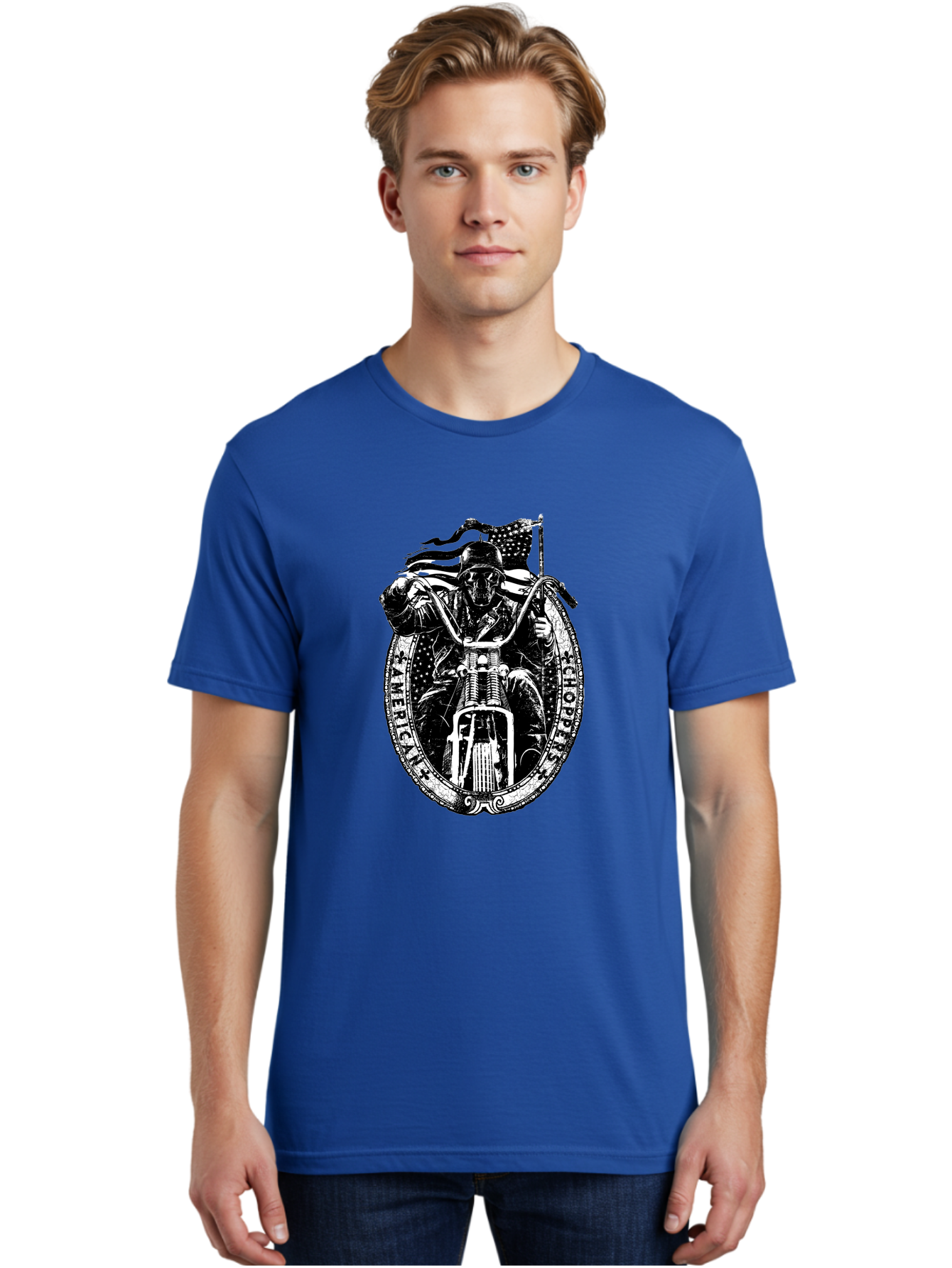 American-Chopper Men'S Graphic Tee, 100% Cotton, Comfortable Casual Summer Wear, Machine Washable, Motorcycle Culture, Biker Graphics, Patriotic Symbol, Chopper Bike, Skull Rider, American Flag, Bold Design, Black And White Illustration, Aab642 10