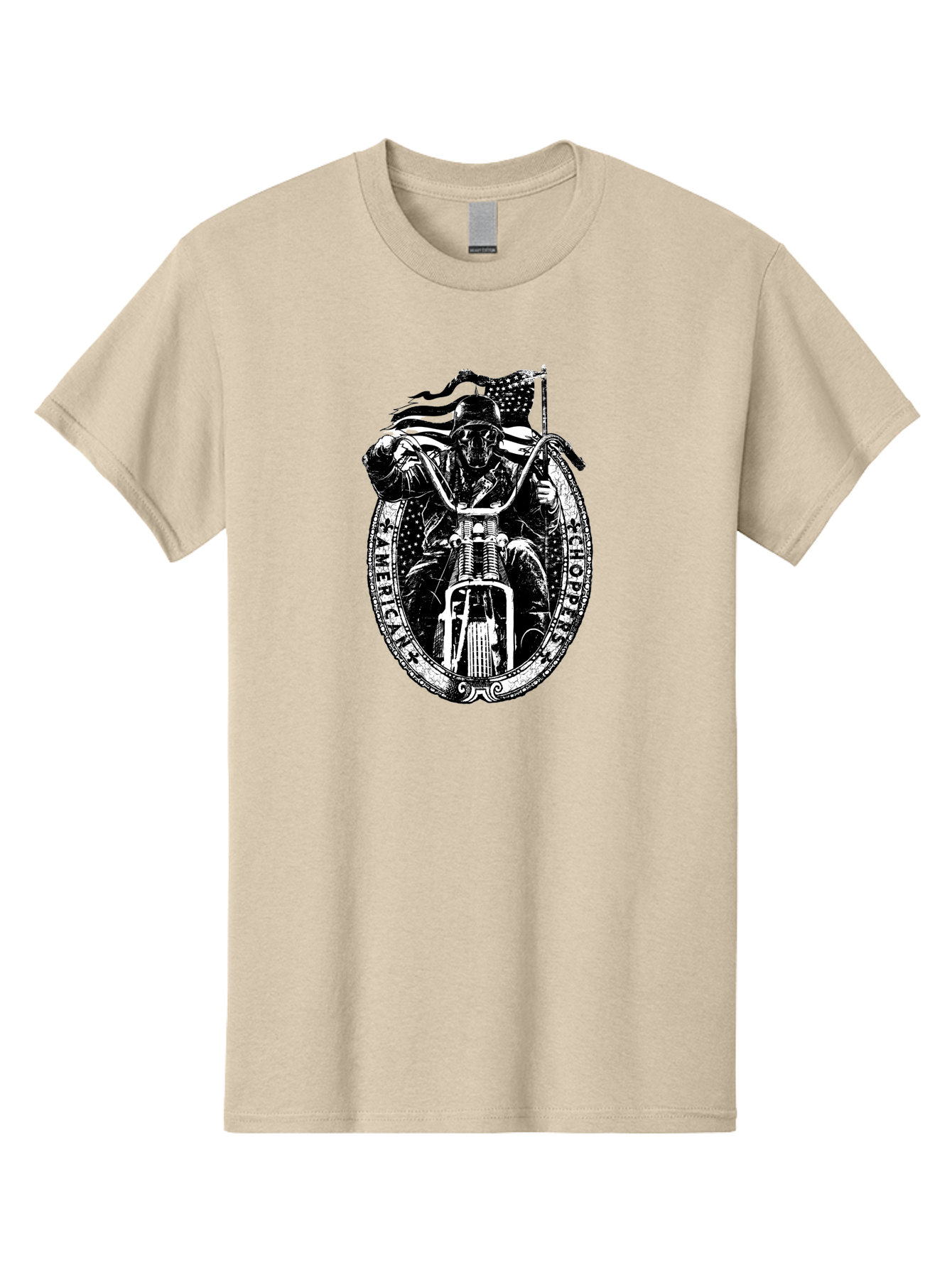 American-Chopper Men'S Graphic Tee, 100% Cotton, Comfortable Casual Summer Wear, Machine Washable, Motorcycle Culture, Biker Graphics, Patriotic Symbol, Chopper Bike, Skull Rider, American Flag, Bold Design, Black And White Illustration, Aab642 5