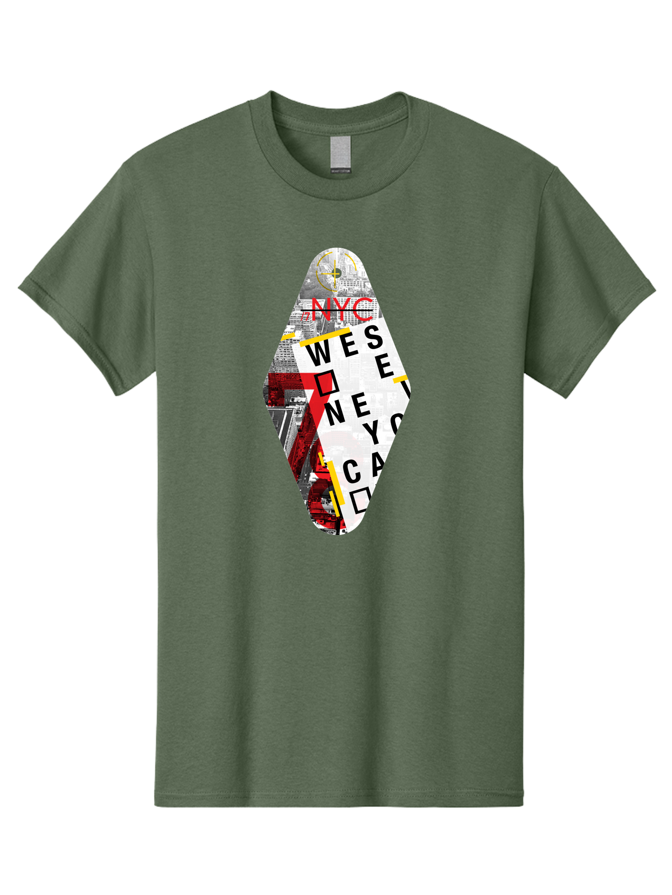 Nyc-West-New-York Men'S Graphic Tee, 100% Cotton, Comfortable Casual Summer Wear, Machine Washable, New York City, Cityscape, Urban Landscape, Abstract Art, Collage, Typography, Modern Design, City Views, Nyc Landmarks, Wesee Concept Aab646 25