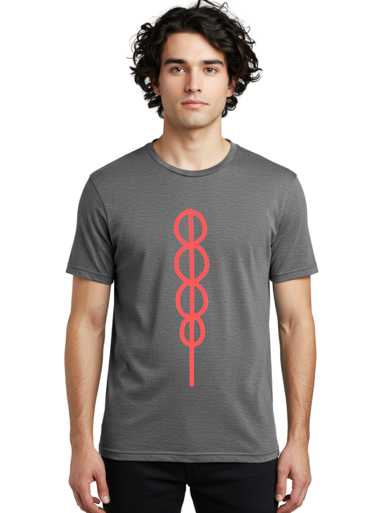 8-Symbol Men'S Graphic Tee, 100% Cotton, Comfortable Casual Summer Wear, Machine Washable, Interconnected Loops, Infinite Symbol, Abstract Art, Minimalist Design, Pink Outline, Symbolic Representation, Eternity, Endless Loop, Geometric Shape Aab647 10