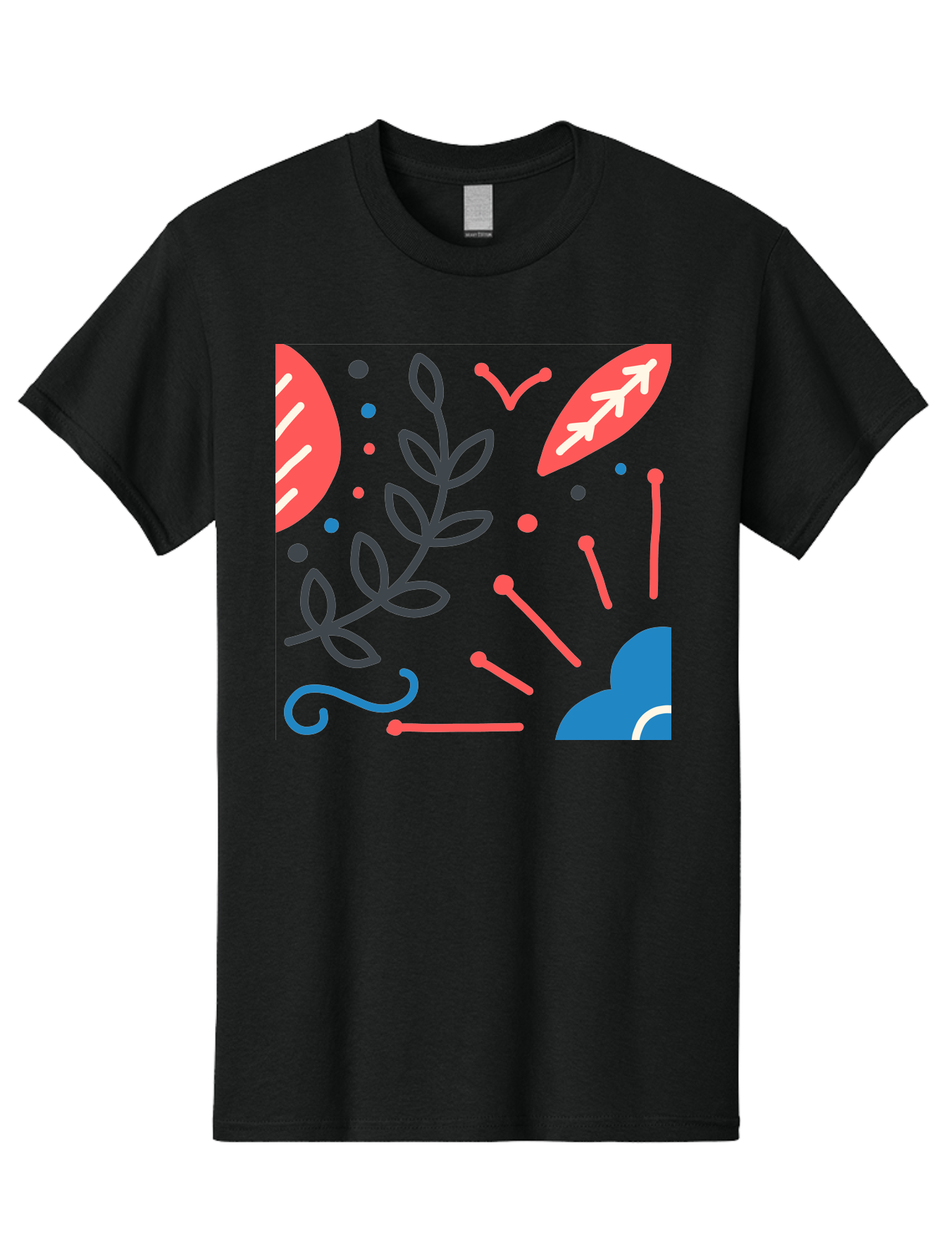 Abstract-Floral-Pattern-2 Men'S Graphic Tee, 100% Cotton, Comfortable Casual Summer Wear, Machine Washable, Memphis Pattern, Abstract Design, Colorful Shapes, Playful Art, Trendy Graphics, Modern Illustration, Vibrant Leaves, Aab651 25