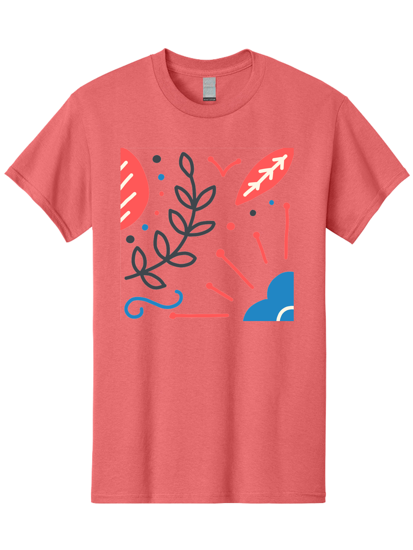 Abstract-Floral-Pattern-2 Men'S Graphic Tee, 100% Cotton, Comfortable Casual Summer Wear, Machine Washable, Memphis Pattern, Abstract Design, Colorful Shapes, Playful Art, Trendy Graphics, Modern Illustration, Vibrant Leaves, Aab651 29