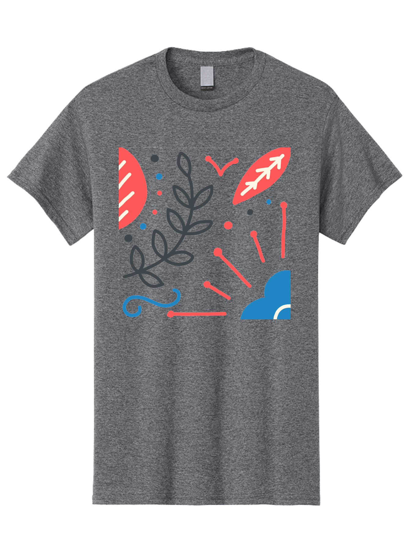 Abstract-Floral-Pattern-2 Men'S Graphic Tee, 100% Cotton, Comfortable Casual Summer Wear, Machine Washable, Memphis Pattern, Abstract Design, Colorful Shapes, Playful Art, Trendy Graphics, Modern Illustration, Vibrant Leaves, Aab651 19