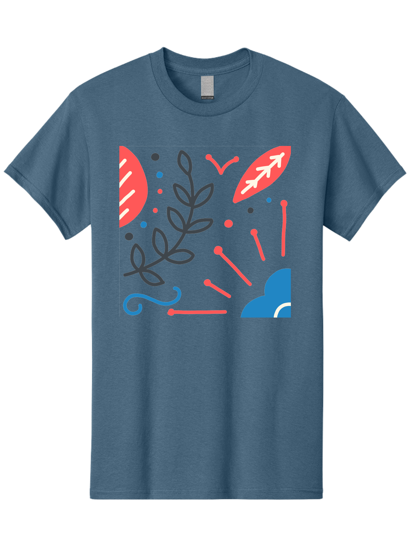 Abstract-Floral-Pattern-2 Men'S Graphic Tee, 100% Cotton, Comfortable Casual Summer Wear, Machine Washable, Memphis Pattern, Abstract Design, Colorful Shapes, Playful Art, Trendy Graphics, Modern Illustration, Vibrant Leaves, Aab651 21
