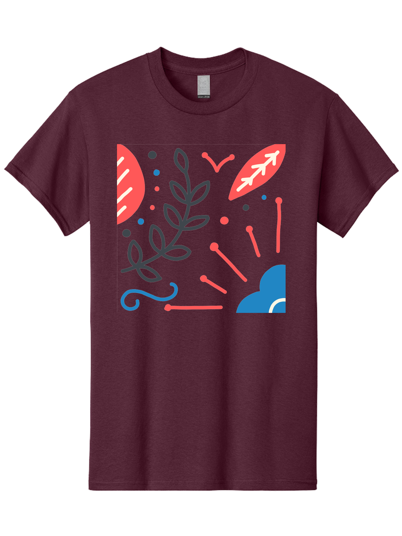 Abstract-Floral-Pattern-2 Men'S Graphic Tee, 100% Cotton, Comfortable Casual Summer Wear, Machine Washable, Memphis Pattern, Abstract Design, Colorful Shapes, Playful Art, Trendy Graphics, Modern Illustration, Vibrant Leaves, Aab651 23