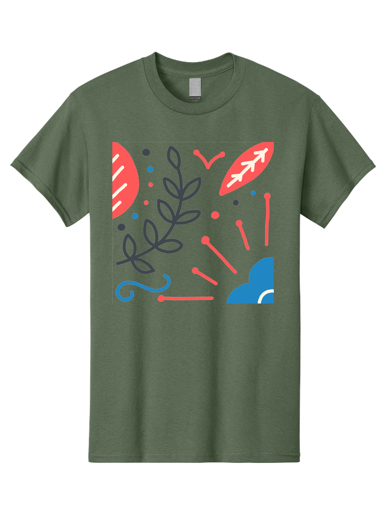 Abstract-Floral-Pattern-2 Men'S Graphic Tee, 100% Cotton, Comfortable Casual Summer Wear, Machine Washable, Memphis Pattern, Abstract Design, Colorful Shapes, Playful Art, Trendy Graphics, Modern Illustration, Vibrant Leaves, Aab651 3