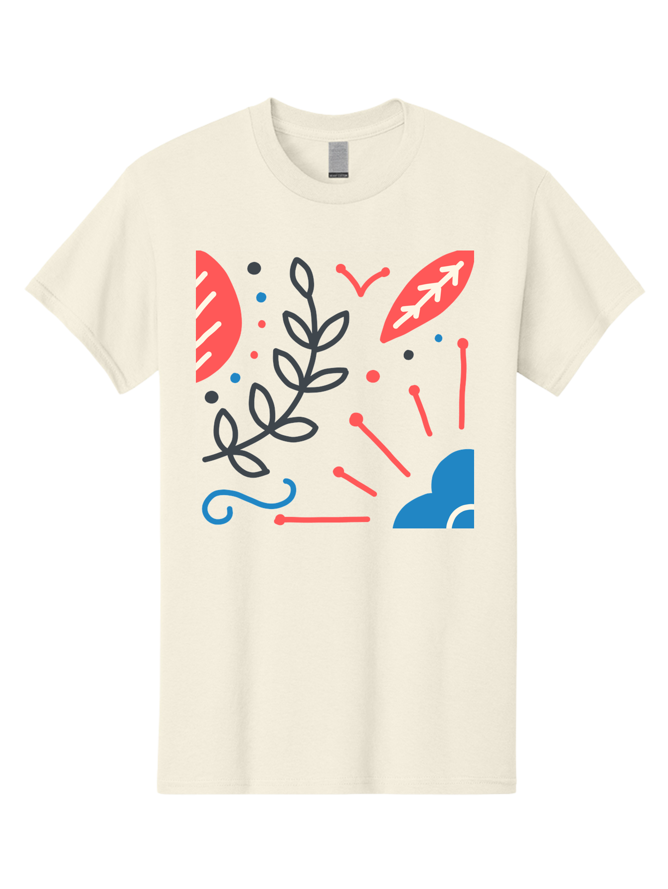 Abstract-Floral-Pattern-2 Men'S Graphic Tee, 100% Cotton, Comfortable Casual Summer Wear, Machine Washable, Memphis Pattern, Abstract Design, Colorful Shapes, Playful Art, Trendy Graphics, Modern Illustration, Vibrant Leaves, Aab651 13