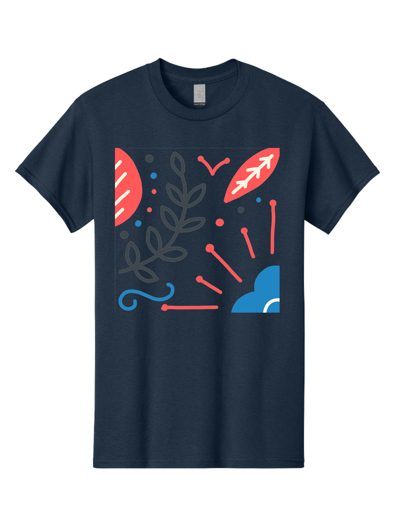 Abstract-Floral-Pattern-2 Men'S Graphic Tee, 100% Cotton, Comfortable Casual Summer Wear, Machine Washable, Memphis Pattern, Abstract Design, Colorful Shapes, Playful Art, Trendy Graphics, Modern Illustration, Vibrant Leaves, Aab651 15