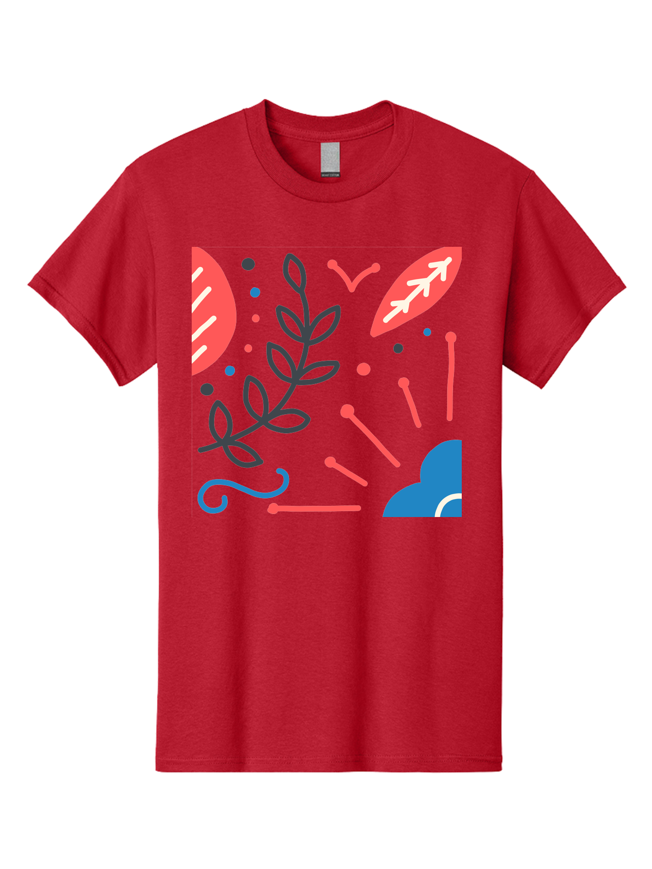 Abstract-Floral-Pattern-2 Men'S Graphic Tee, 100% Cotton, Comfortable Casual Summer Wear, Machine Washable, Memphis Pattern, Abstract Design, Colorful Shapes, Playful Art, Trendy Graphics, Modern Illustration, Vibrant Leaves, Aab651 7