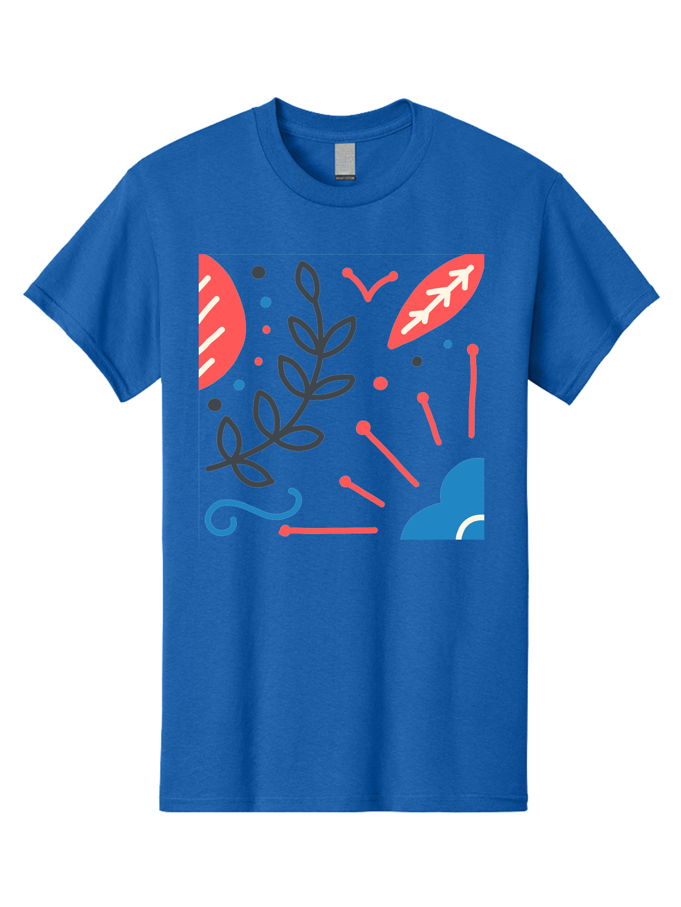 Abstract-Floral-Pattern-2 Men'S Graphic Tee, 100% Cotton, Comfortable Casual Summer Wear, Machine Washable, Memphis Pattern, Abstract Design, Colorful Shapes, Playful Art, Trendy Graphics, Modern Illustration, Vibrant Leaves, Aab651 11