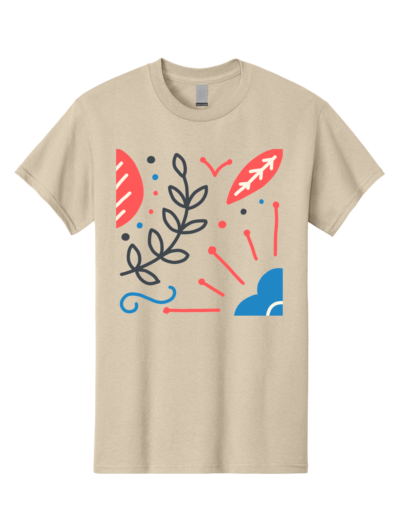 Abstract-Floral-Pattern-2 Men'S Graphic Tee, 100% Cotton, Comfortable Casual Summer Wear, Machine Washable, Memphis Pattern, Abstract Design, Colorful Shapes, Playful Art, Trendy Graphics, Modern Illustration, Vibrant Leaves, Aab651 27