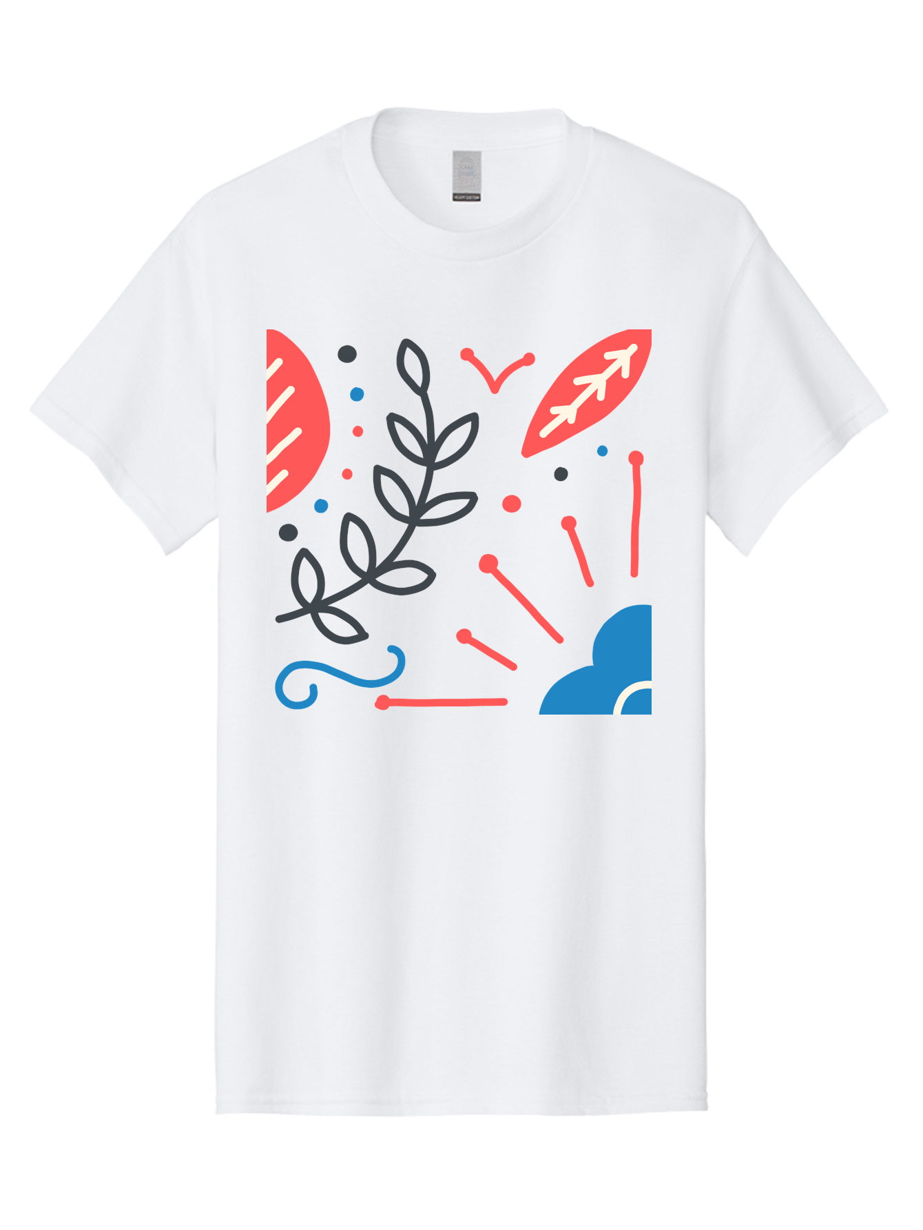Abstract-Floral-Pattern-2 Men'S Graphic Tee, 100% Cotton, Comfortable Casual Summer Wear, Machine Washable, Memphis Pattern, Abstract Design, Colorful Shapes, Playful Art, Trendy Graphics, Modern Illustration, Vibrant Leaves, Aab651 5
