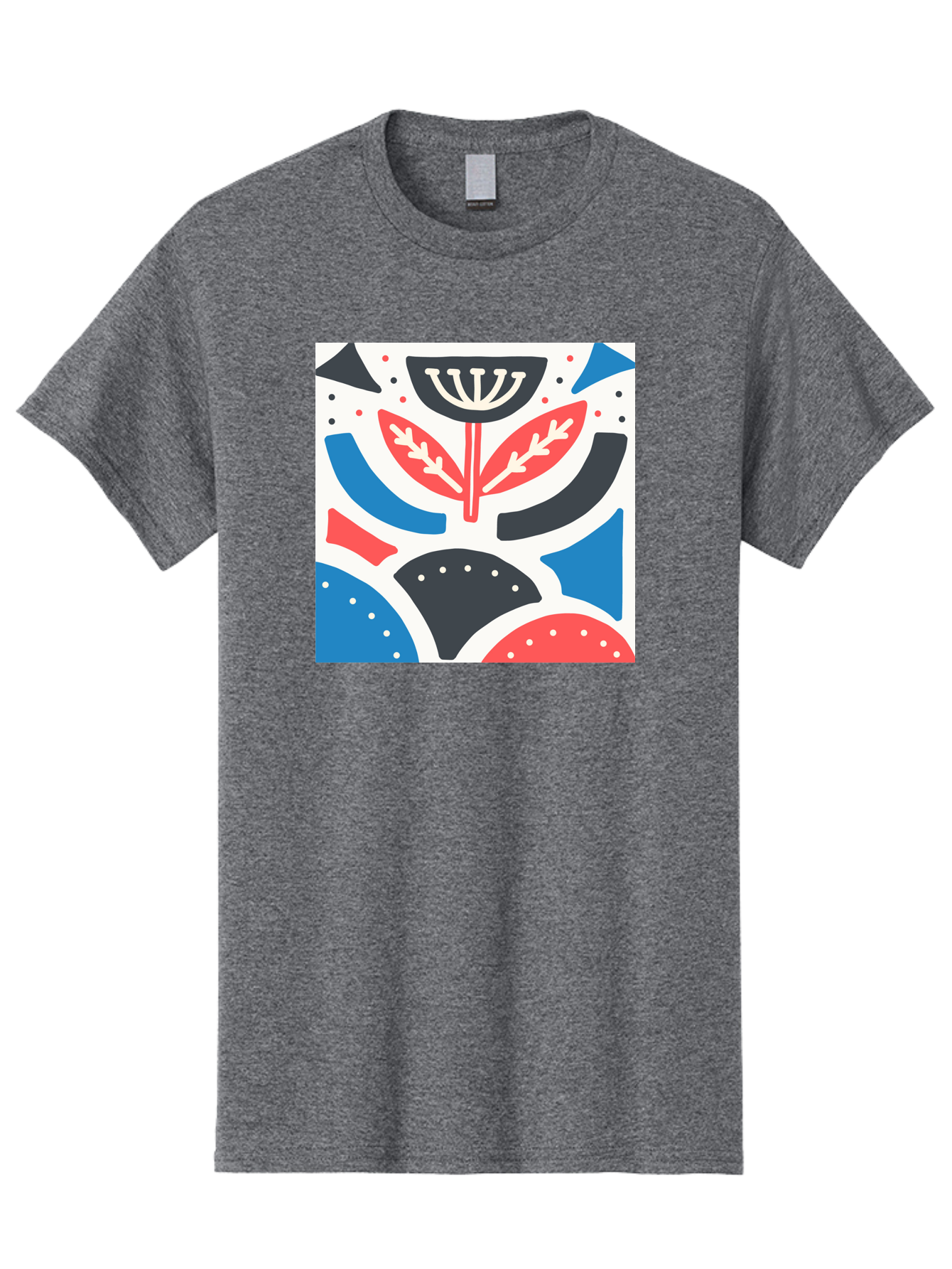 Abstract-Flower-1 Men'S Graphic Tee, 100% Cotton, Comfortable Casual Summer Wear, Machine Washable, Stylized Flower, Abstract Shapes, Red And Blue Hues, Black And White Accents, Modern Art, Graphic Design, Artistic Expression, Aab653 11