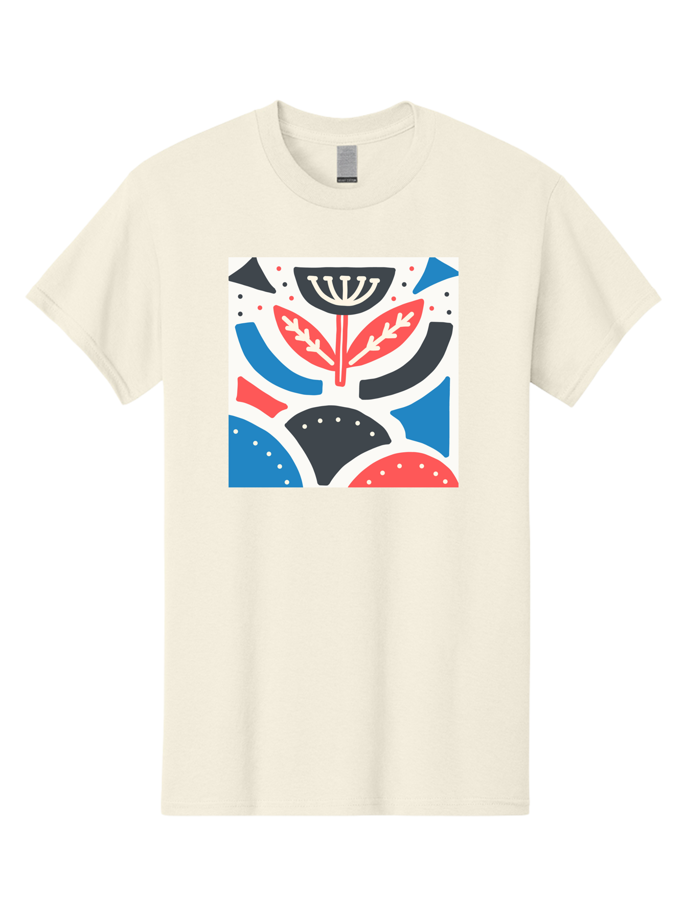Abstract-Flower-1 Men'S Graphic Tee, 100% Cotton, Comfortable Casual Summer Wear, Machine Washable, Stylized Flower, Abstract Shapes, Red And Blue Hues, Black And White Accents, Modern Art, Graphic Design, Artistic Expression, Aab653 7