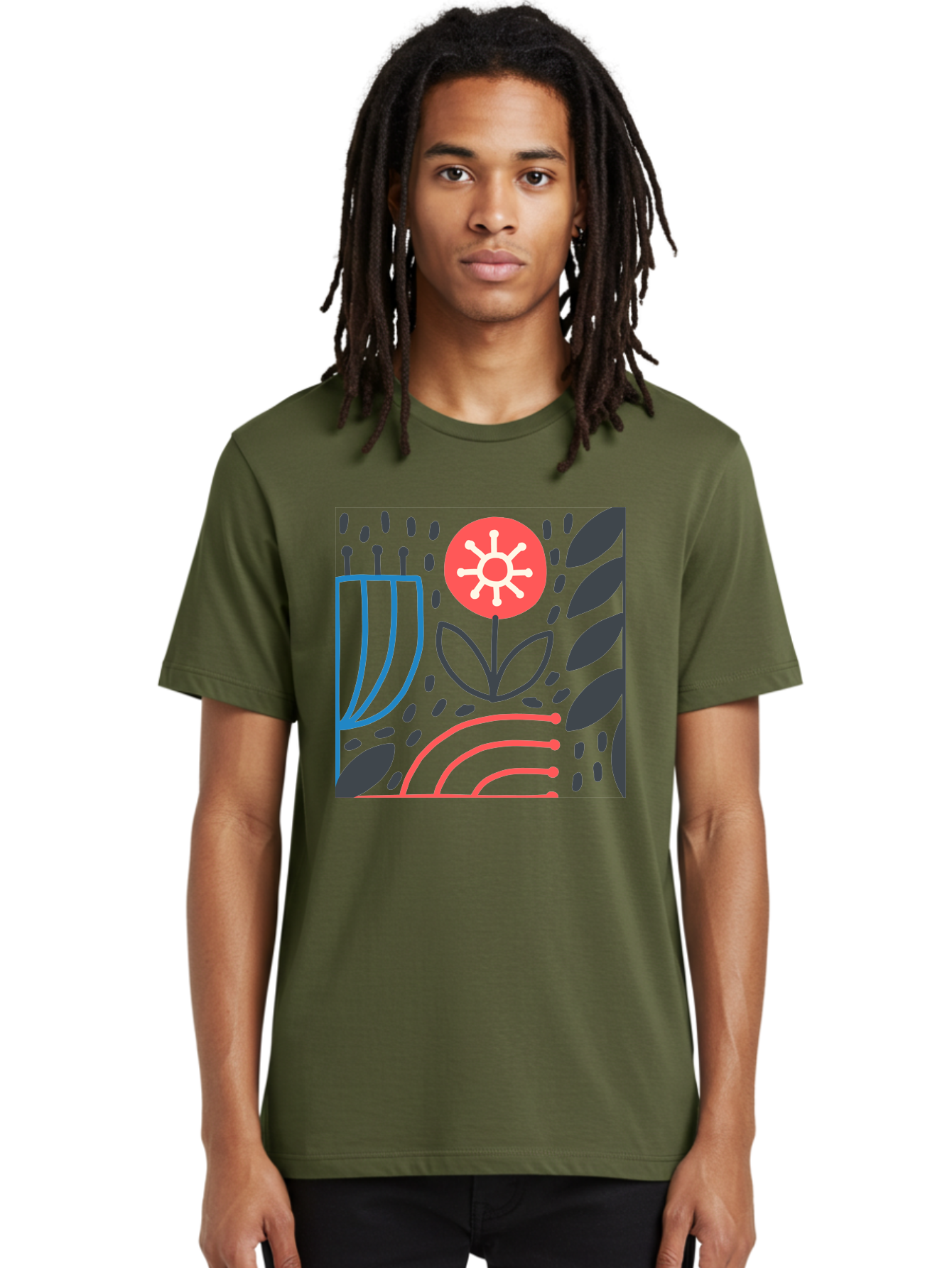 Abstract-Flower Men'S Graphic Tee, 100% Cotton, Comfortable Casual Summer Wear, Machine Washable, Stylish Flower, Abstract Art, Minimalist Design, Simple Shapes, Floral Pattern, Modern Aesthetic, Artistic Expression Aab654 12