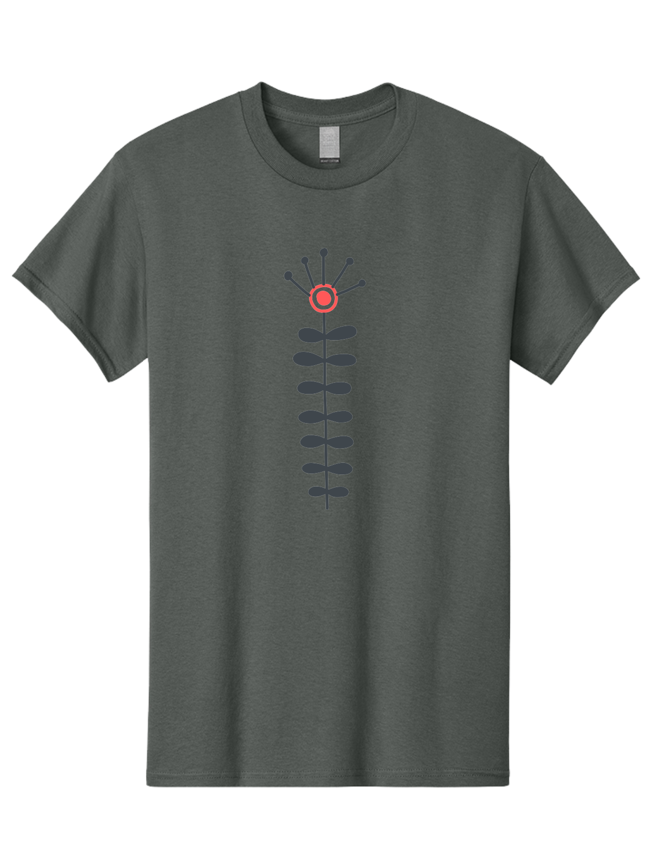 Atom Men'S Graphic Tee, 100% Cotton, Comfortable Casual Summer Wear, Machine Washable, Minimalist Flower Design, Simple Icon, Floral Symbol, Modern Graphic, Grey Petals, Pink Center Aab660 19