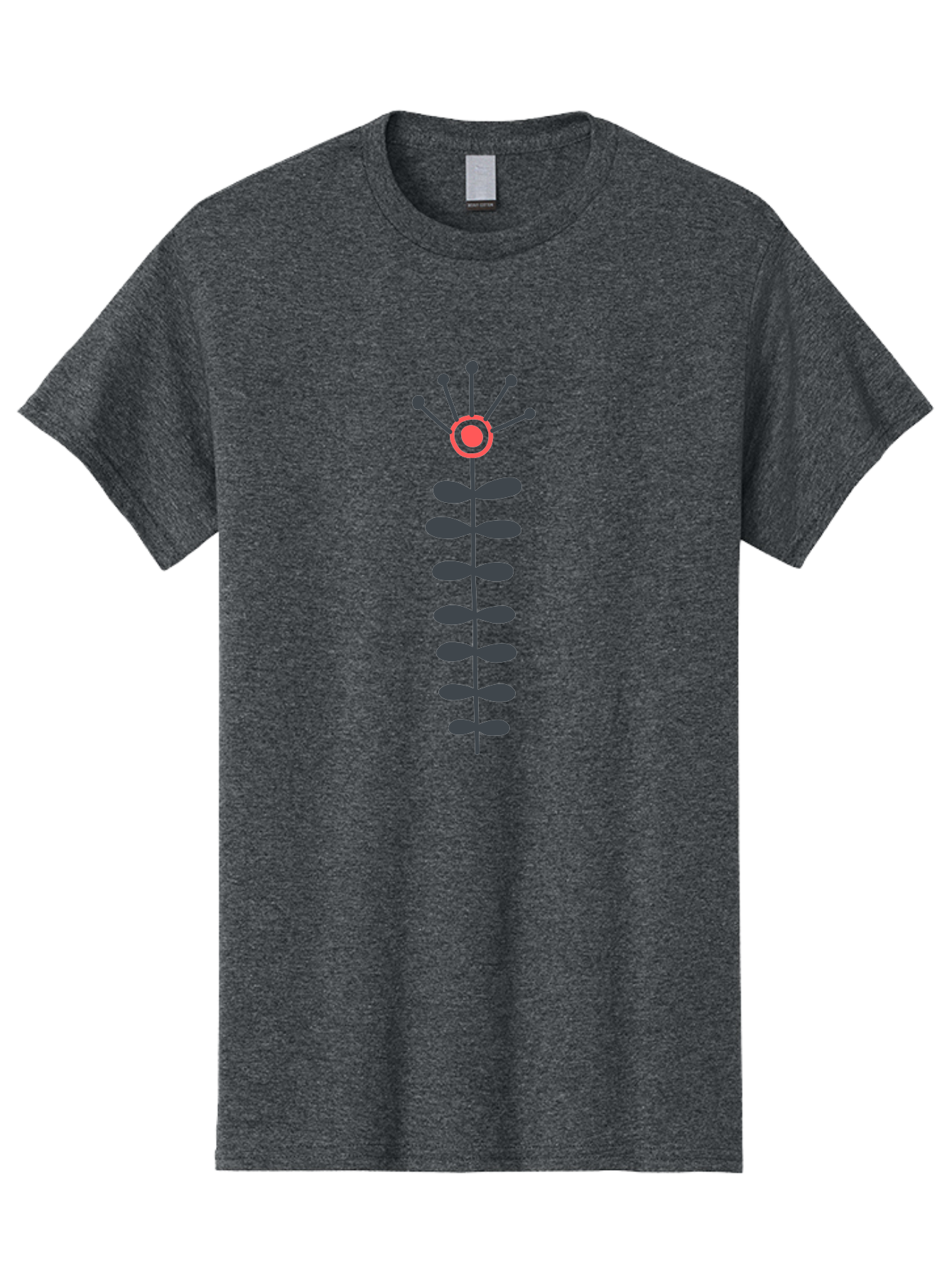 Atom Men'S Graphic Tee, 100% Cotton, Comfortable Casual Summer Wear, Machine Washable, Minimalist Flower Design, Simple Icon, Floral Symbol, Modern Graphic, Grey Petals, Pink Center Aab660 13