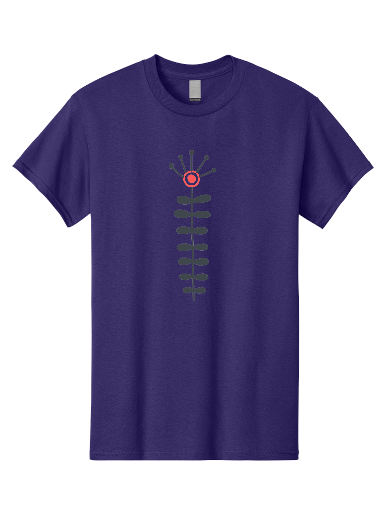 Atom Men'S Graphic Tee, 100% Cotton, Comfortable Casual Summer Wear, Machine Washable, Minimalist Flower Design, Simple Icon, Floral Symbol, Modern Graphic, Grey Petals, Pink Center Aab660 21