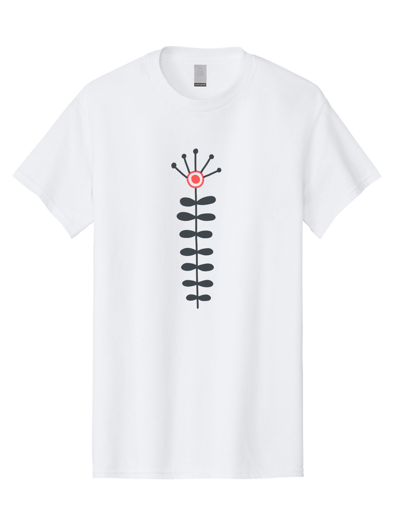 Atom Men'S Graphic Tee, 100% Cotton, Comfortable Casual Summer Wear, Machine Washable, Minimalist Flower Design, Simple Icon, Floral Symbol, Modern Graphic, Grey Petals, Pink Center Aab660 29