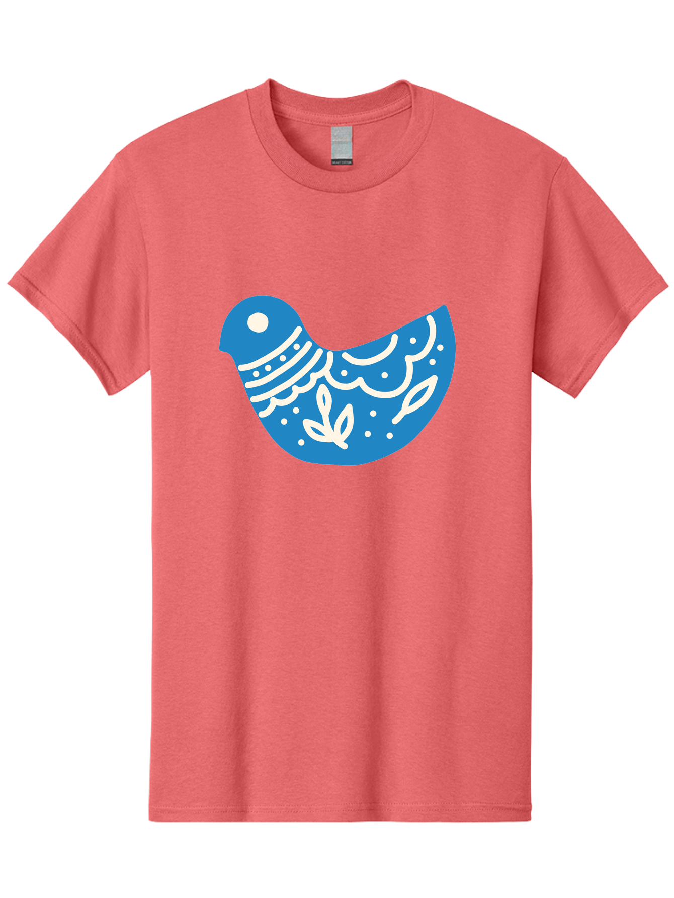 Bird-Logo Men'S Graphic Tee, 100% Cotton, Comfortable Casual Summer Wear, Machine Washable, Blue Bird, White Patterns, Abstract Design, Digital Art, Minimalist Illustration, Stylized Bird, Nature-Inspired, Creative Graphics Aab663 25