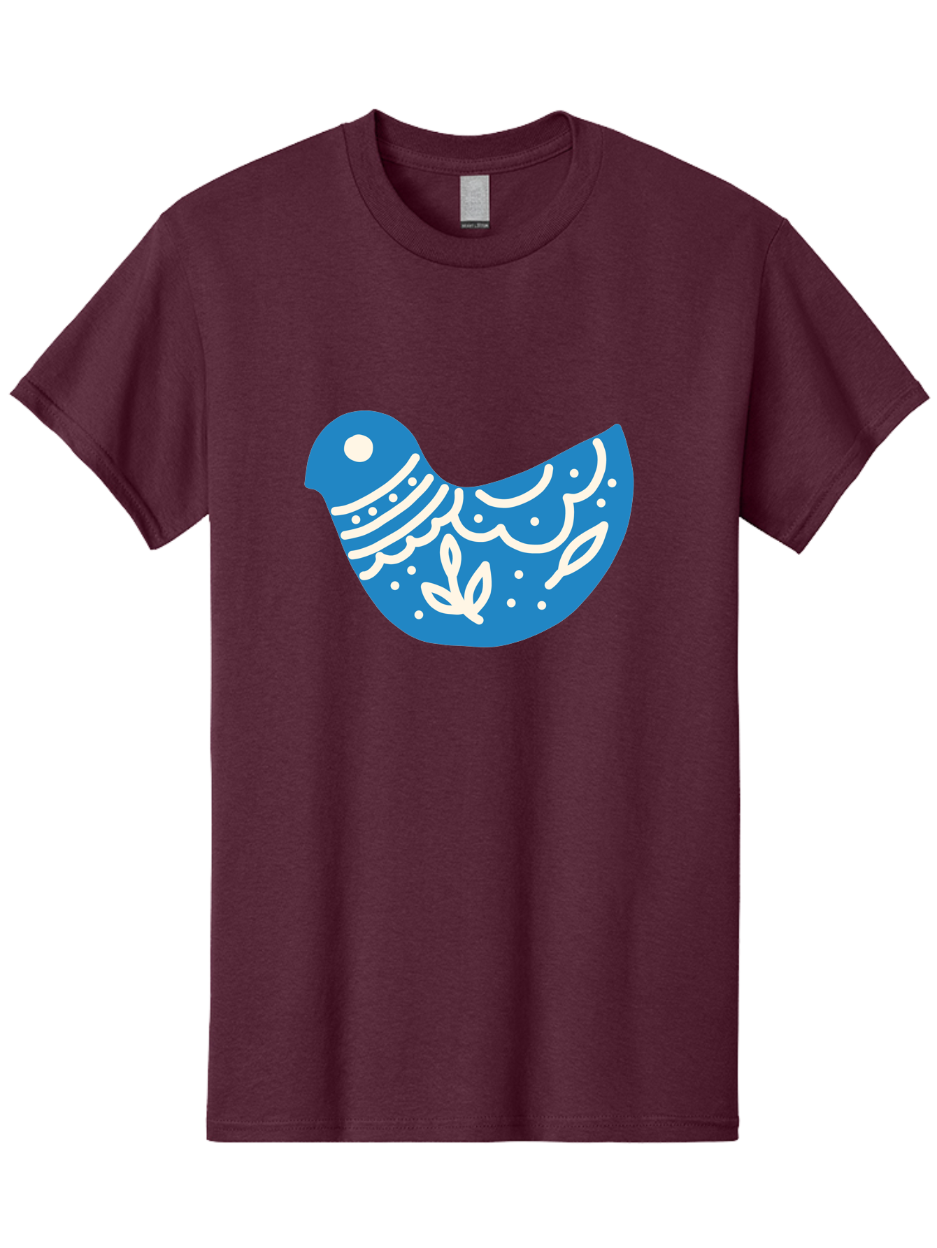 Bird-Logo Men'S Graphic Tee, 100% Cotton, Comfortable Casual Summer Wear, Machine Washable, Blue Bird, White Patterns, Abstract Design, Digital Art, Minimalist Illustration, Stylized Bird, Nature-Inspired, Creative Graphics Aab663 23