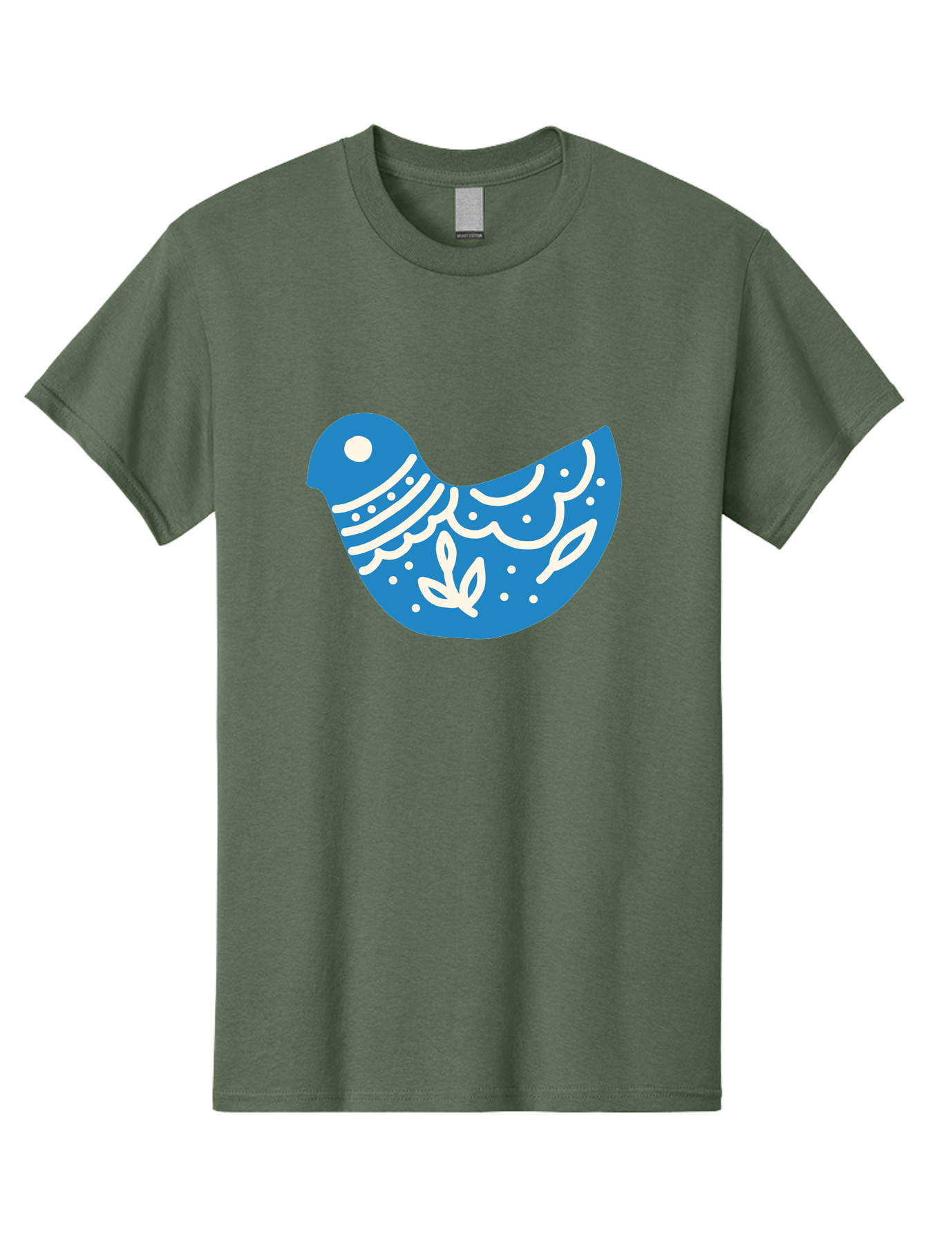 Bird-Logo Men'S Graphic Tee, 100% Cotton, Comfortable Casual Summer Wear, Machine Washable, Blue Bird, White Patterns, Abstract Design, Digital Art, Minimalist Illustration, Stylized Bird, Nature-Inspired, Creative Graphics Aab663 27