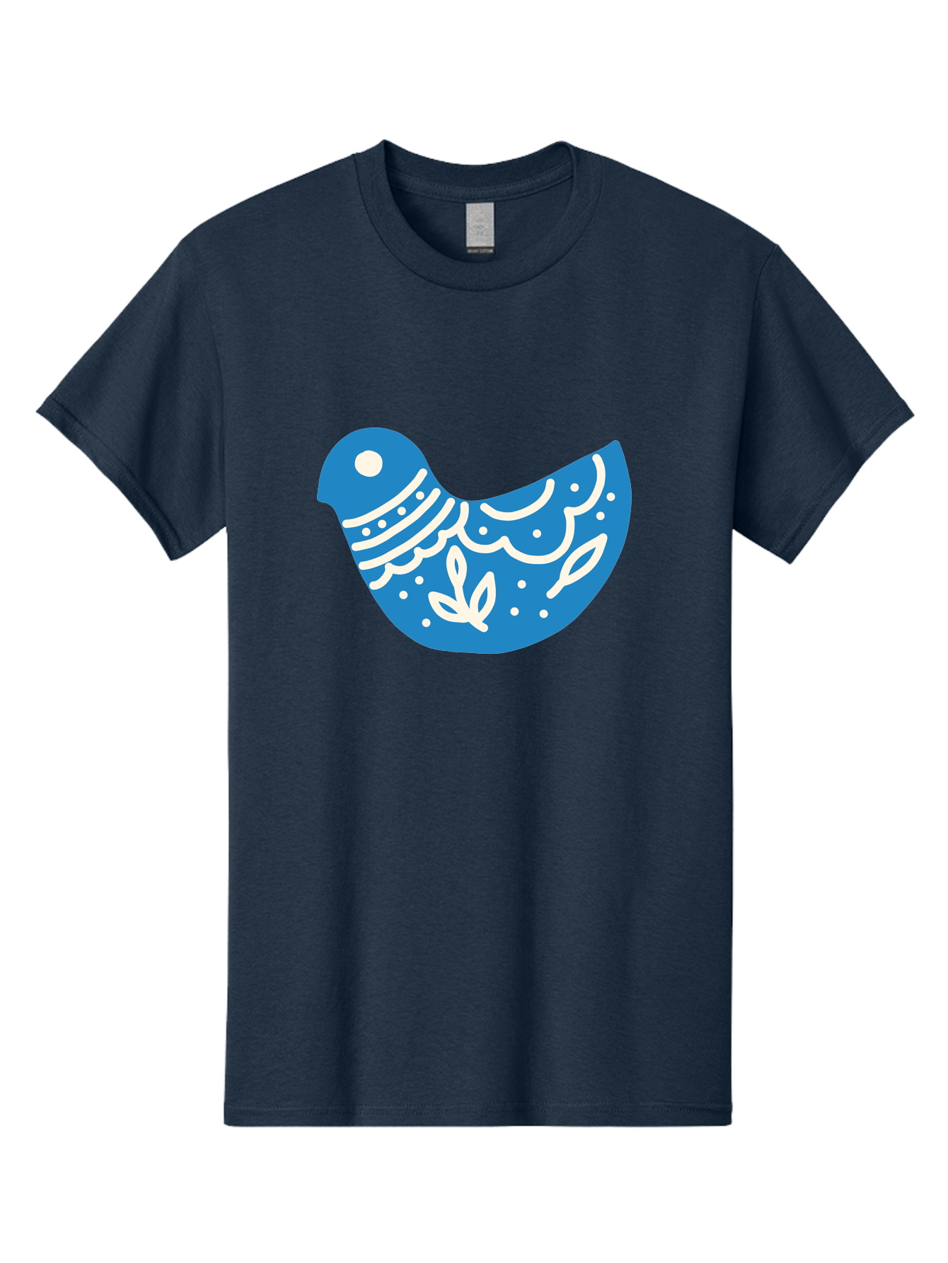 Bird-Logo Men'S Graphic Tee, 100% Cotton, Comfortable Casual Summer Wear, Machine Washable, Blue Bird, White Patterns, Abstract Design, Digital Art, Minimalist Illustration, Stylized Bird, Nature-Inspired, Creative Graphics Aab663 5