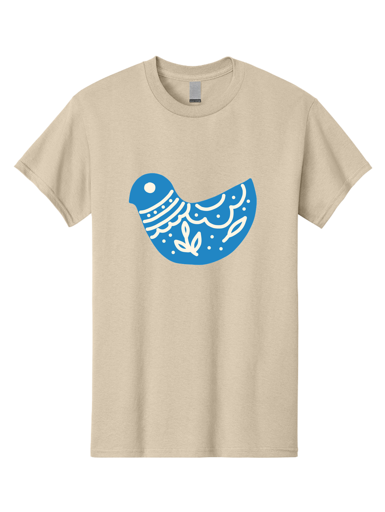 Bird-Logo Men'S Graphic Tee, 100% Cotton, Comfortable Casual Summer Wear, Machine Washable, Blue Bird, White Patterns, Abstract Design, Digital Art, Minimalist Illustration, Stylized Bird, Nature-Inspired, Creative Graphics Aab663 11