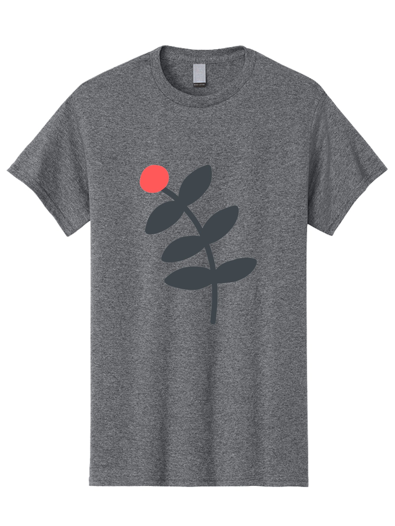 Dark-Purple-Leaves-With-Red-Berry Men'S Graphic Tee, 100% Cotton, Comfortable Casual Summer Wear, Machine Washable, Red Berry, Dark Leaves, Simple Graphic, Minimalist Design, Floral Illustration, Botanical Art, Modern Style, Bold Colors Aab689 17