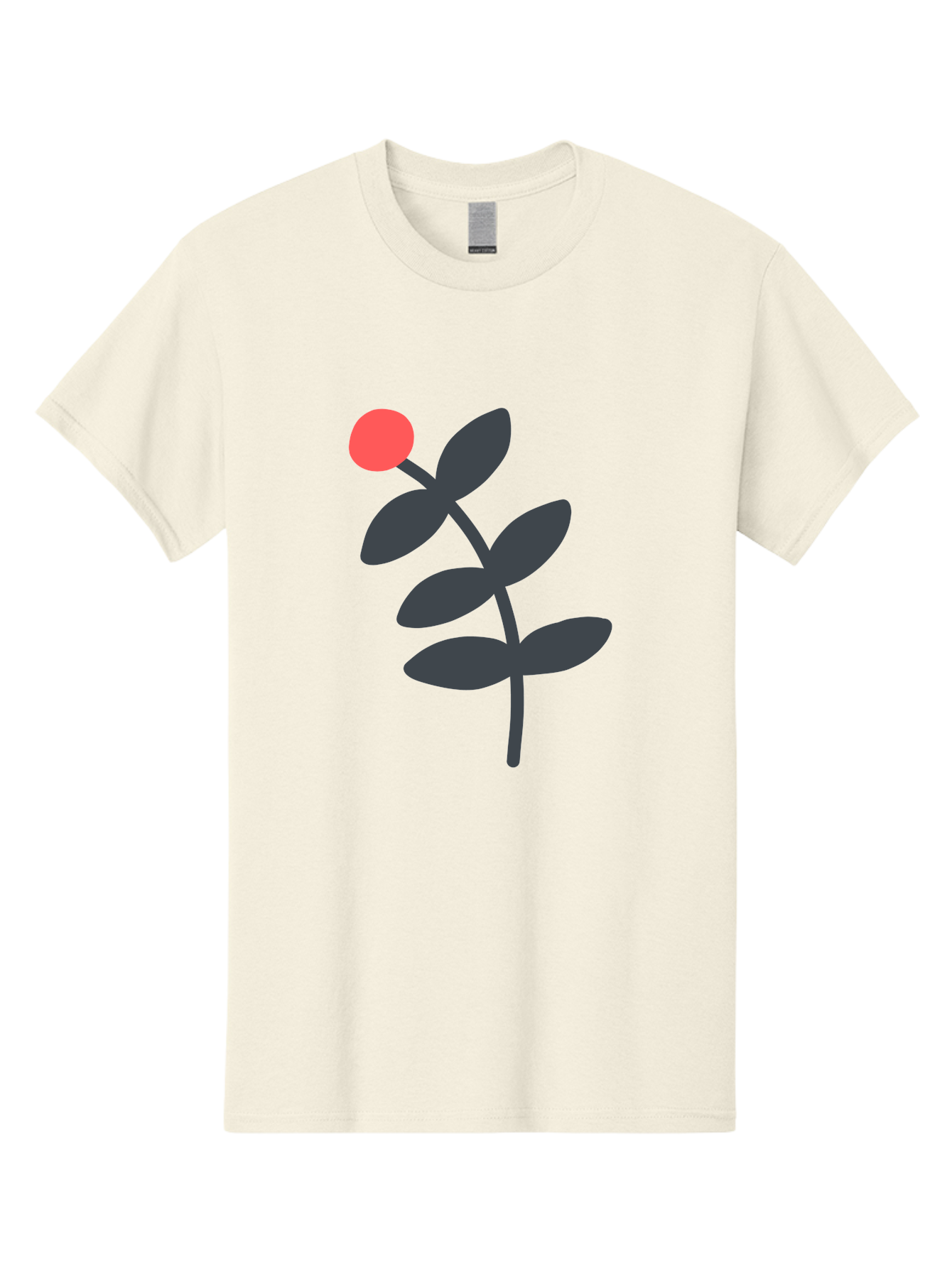Dark-Purple-Leaves-With-Red-Berry Men'S Graphic Tee, 100% Cotton, Comfortable Casual Summer Wear, Machine Washable, Red Berry, Dark Leaves, Simple Graphic, Minimalist Design, Floral Illustration, Botanical Art, Modern Style, Bold Colors Aab689 1