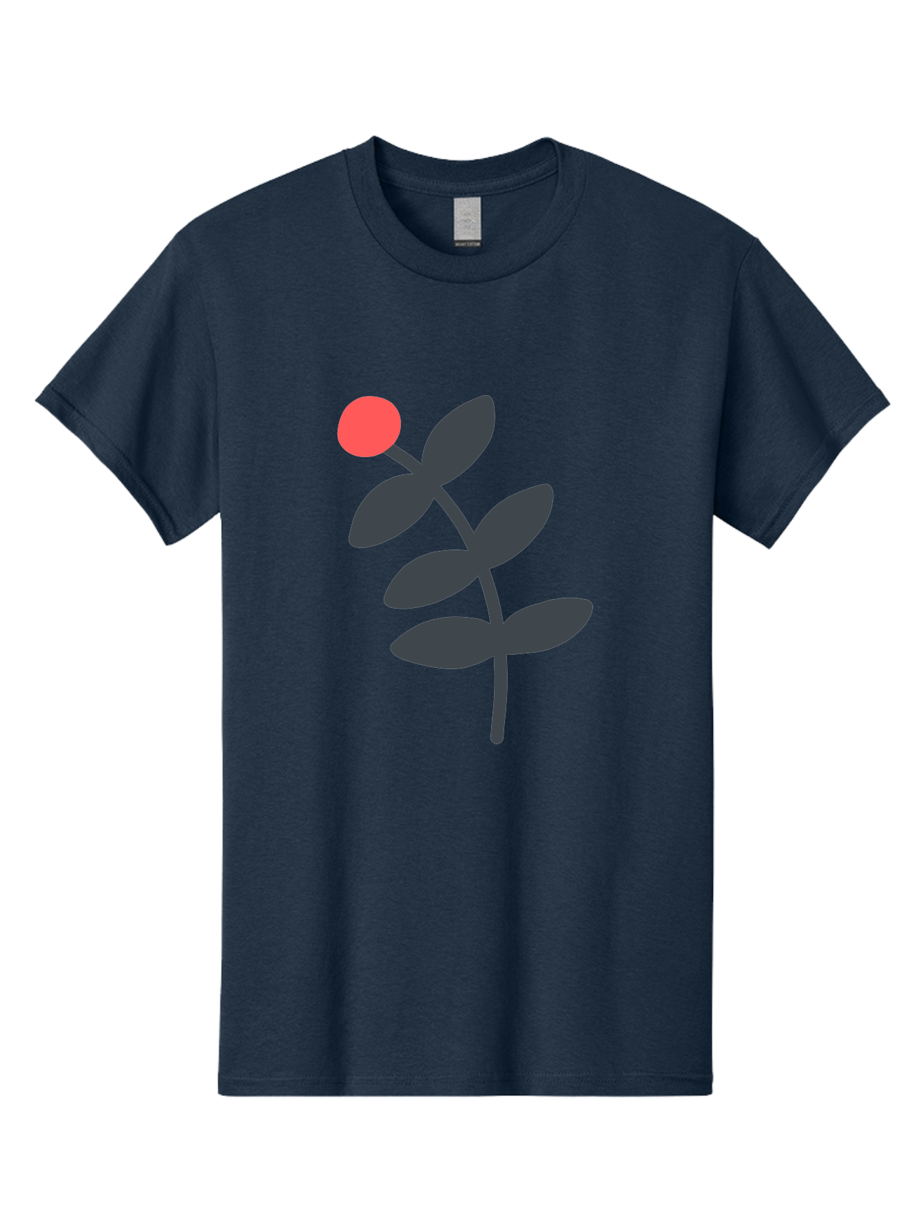 Dark-Purple-Leaves-With-Red-Berry Men'S Graphic Tee, 100% Cotton, Comfortable Casual Summer Wear, Machine Washable, Red Berry, Dark Leaves, Simple Graphic, Minimalist Design, Floral Illustration, Botanical Art, Modern Style, Bold Colors Aab689 5