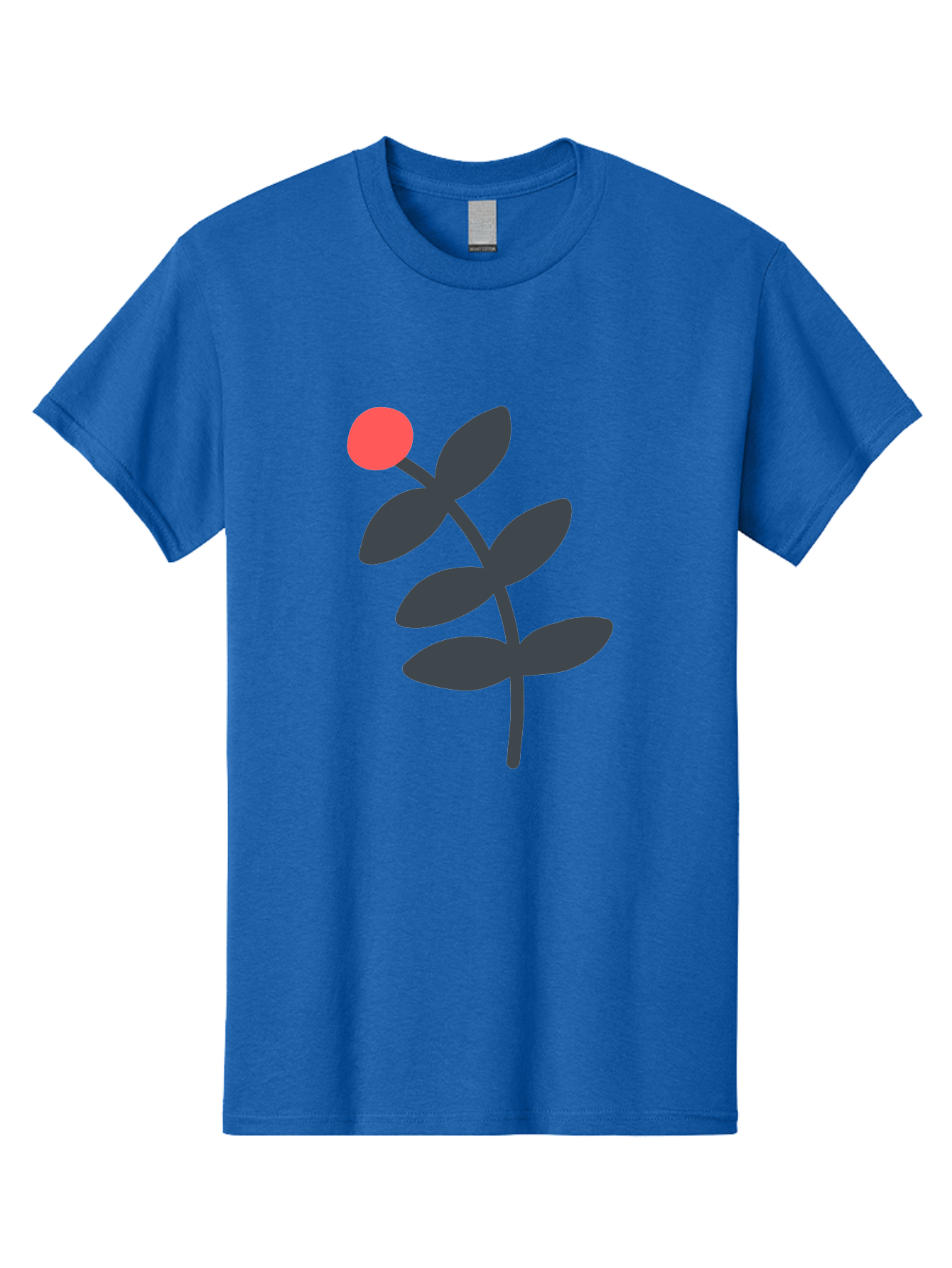 Dark-Purple-Leaves-With-Red-Berry Men'S Graphic Tee, 100% Cotton, Comfortable Casual Summer Wear, Machine Washable, Red Berry, Dark Leaves, Simple Graphic, Minimalist Design, Floral Illustration, Botanical Art, Modern Style, Bold Colors Aab689 21