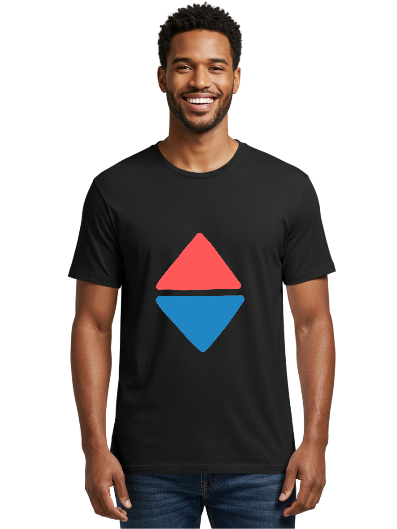Diamond-Shape Men'S Graphic Tee, 100% Cotton, Comfortable Casual Summer Wear, Machine Washable, Red Diamond, Blue Diamond, Geometric Shapes, Abstract Design, Vibrant Colors, Minimalist Art, Modern Graphics, Diamond Symbol Aab691 26