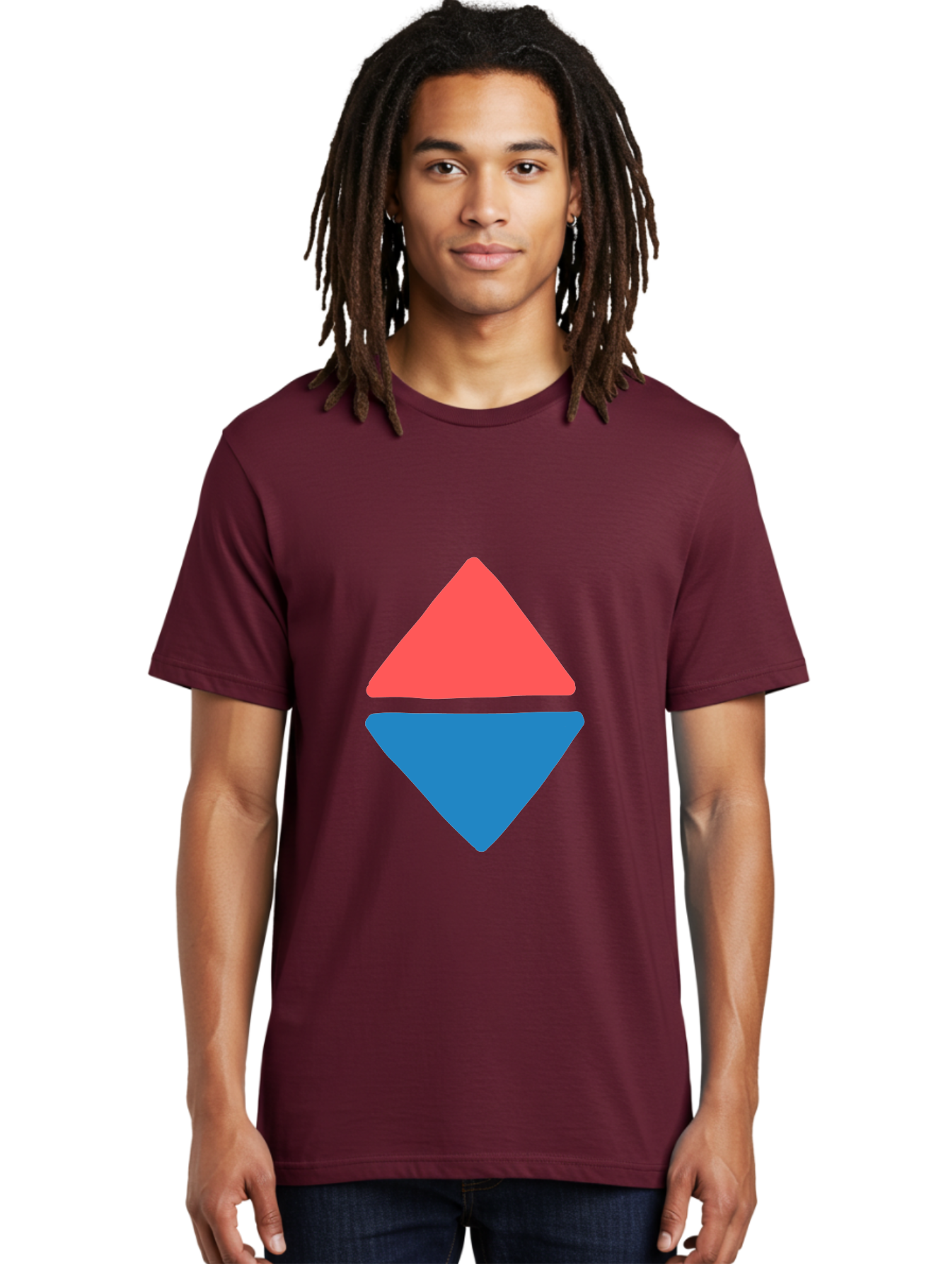 Diamond-Shape Men'S Graphic Tee, 100% Cotton, Comfortable Casual Summer Wear, Machine Washable, Red Diamond, Blue Diamond, Geometric Shapes, Abstract Design, Vibrant Colors, Minimalist Art, Modern Graphics, Diamond Symbol Aab691 2