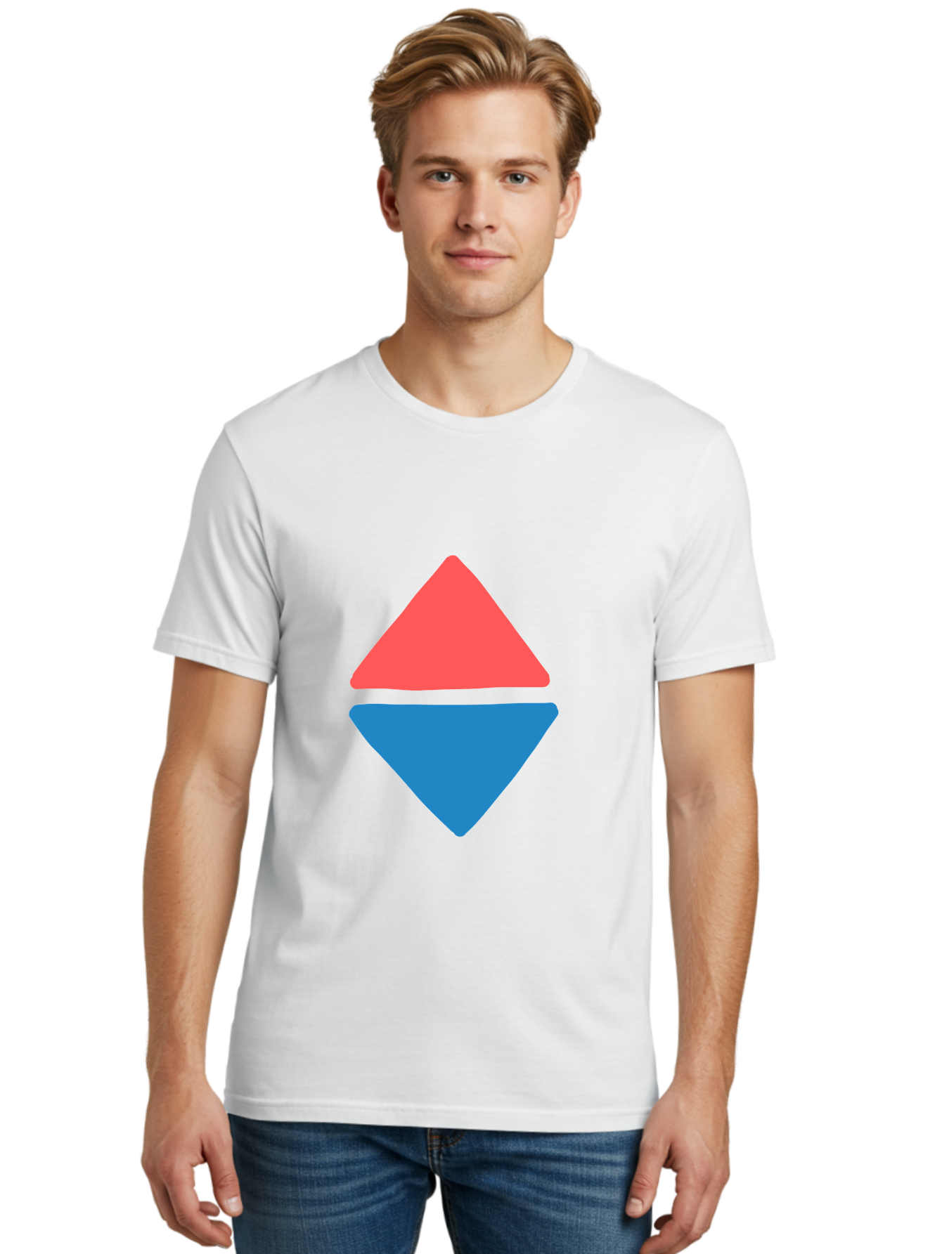 Diamond-Shape Men'S Graphic Tee, 100% Cotton, Comfortable Casual Summer Wear, Machine Washable, Red Diamond, Blue Diamond, Geometric Shapes, Abstract Design, Vibrant Colors, Minimalist Art, Modern Graphics, Diamond Symbol Aab691 6