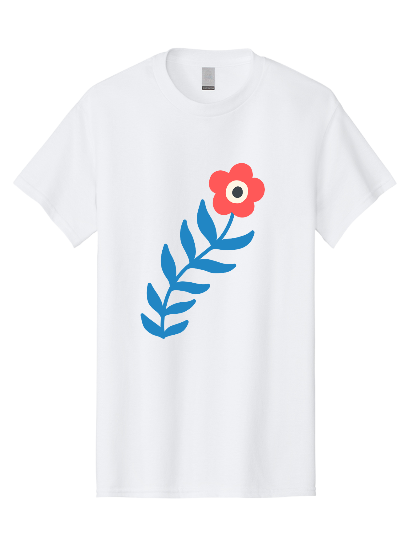 Evil-Eye-Flower Men'S Graphic Tee, 100% Cotton, Comfortable Casual Summer Wear, Machine Washable, Red Flower With White And Black Center, Blue Leaves, Abstract Floral Design, Modern Art, Stylized Bloom, Simple Shapes, Minimalist Illustration Aab697 1
