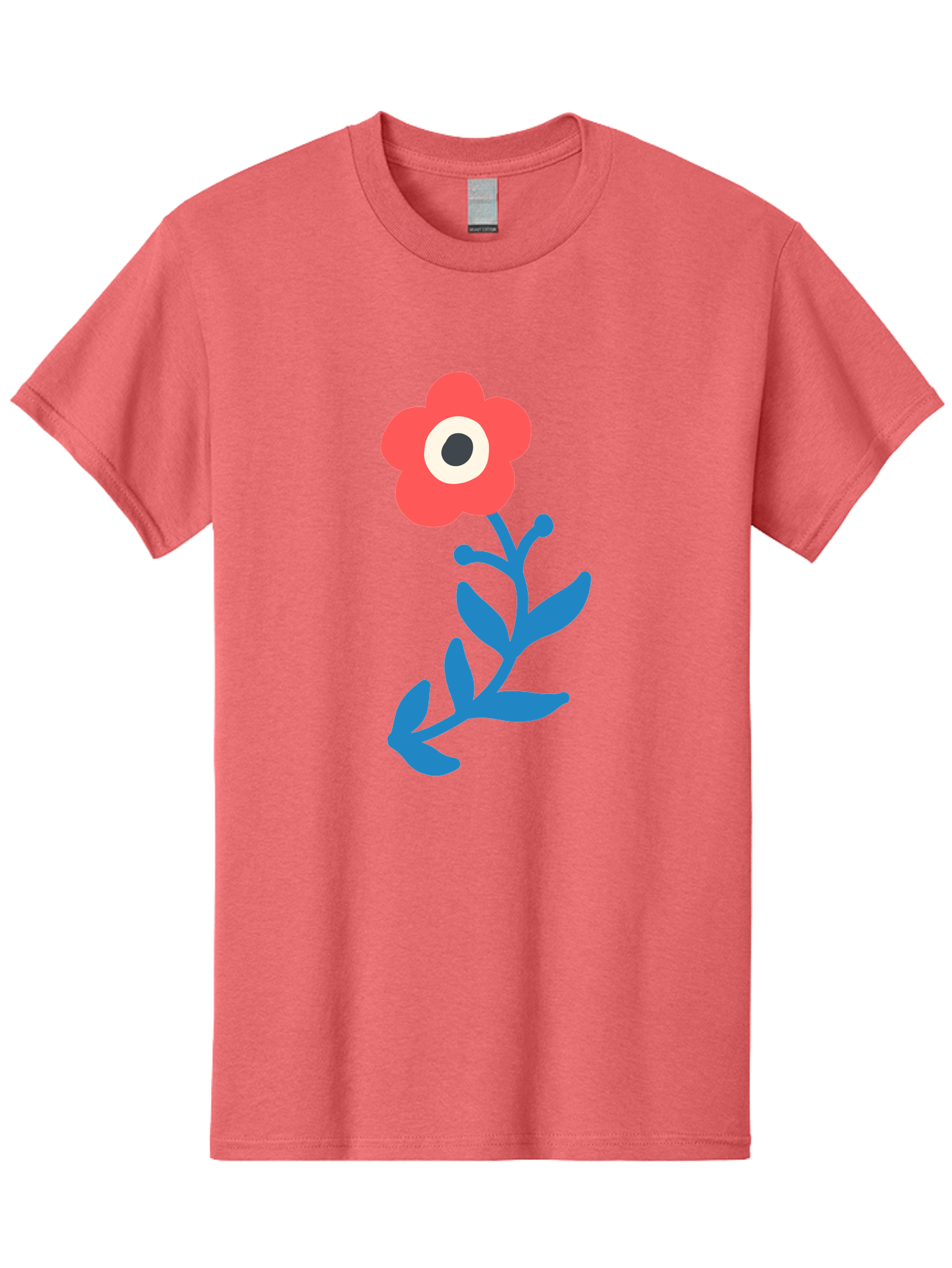 Eye-Flower Men'S Graphic Tee, 100% Cotton, Comfortable Casual Summer Wear, Machine Washable, Cartoon Flower, Floral Design, Red Bloom, Blue Leaves, Eye In Flower, Quirky Art, Illustration, Pop Art, Modern Art, Abstract Art, Red Petals, Aab699 13