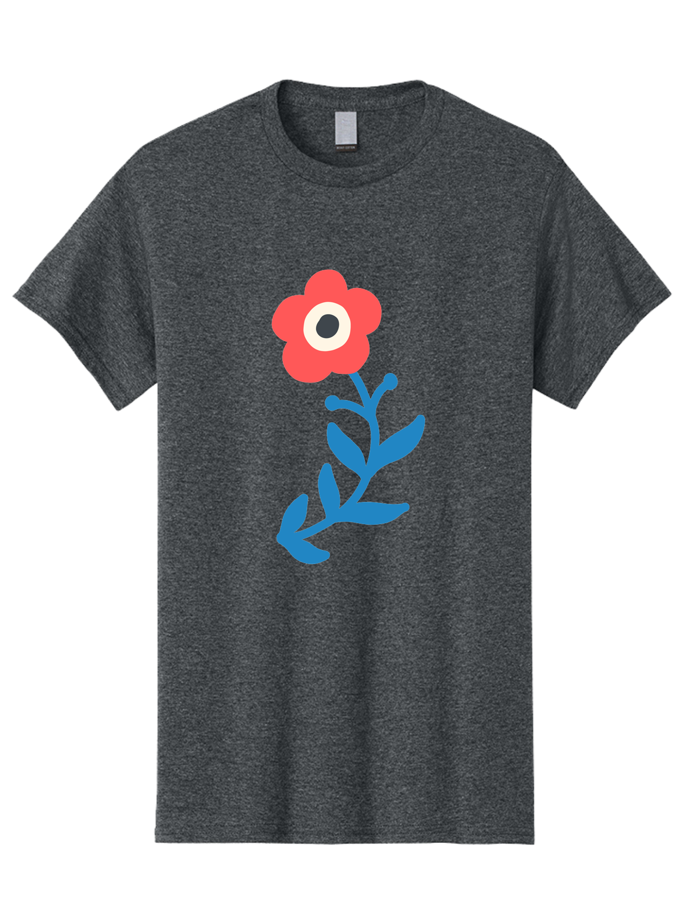 Eye-Flower Men'S Graphic Tee, 100% Cotton, Comfortable Casual Summer Wear, Machine Washable, Cartoon Flower, Floral Design, Red Bloom, Blue Leaves, Eye In Flower, Quirky Art, Illustration, Pop Art, Modern Art, Abstract Art, Red Petals, Aab699 11