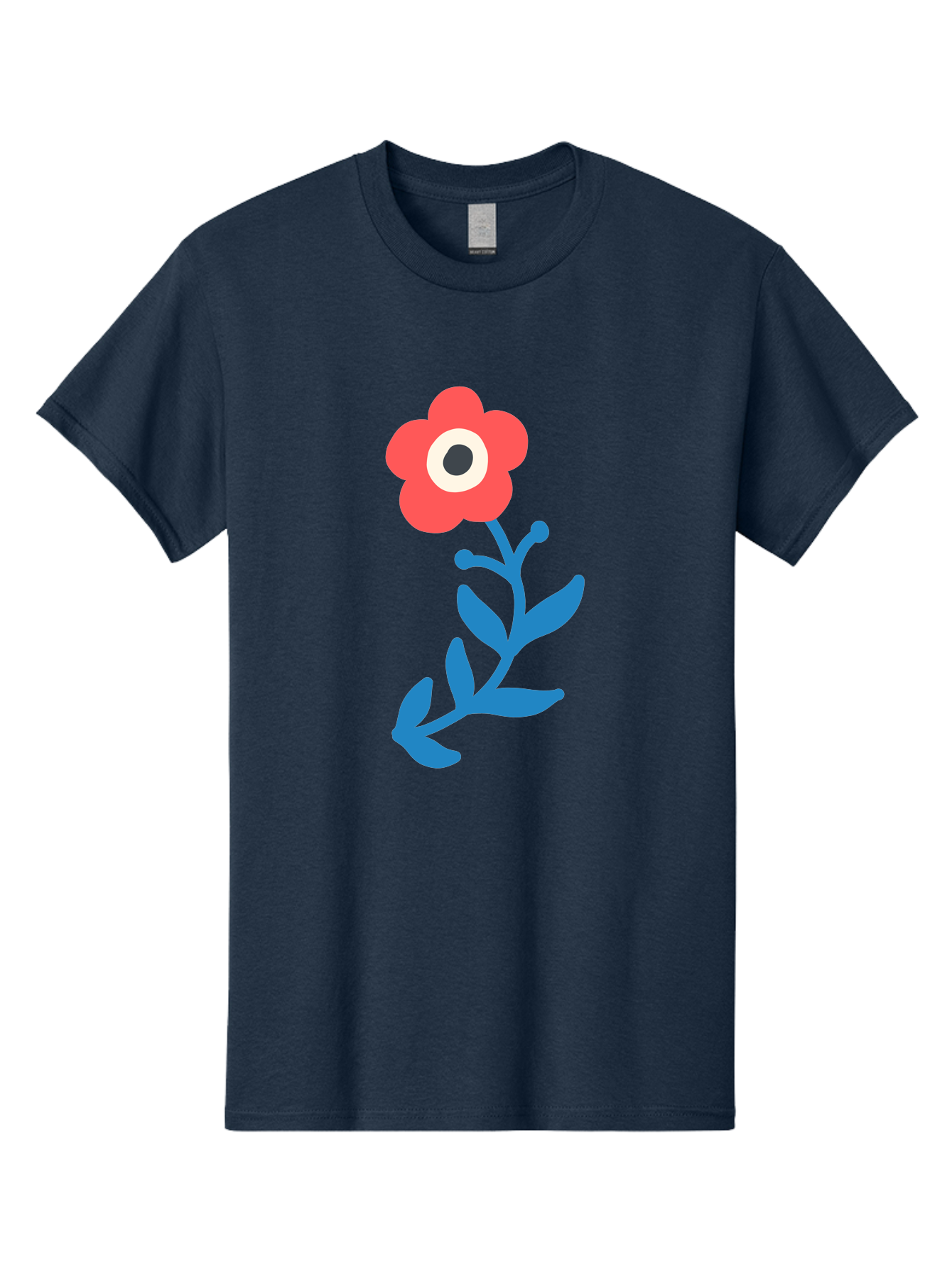 Eye-Flower Men'S Graphic Tee, 100% Cotton, Comfortable Casual Summer Wear, Machine Washable, Cartoon Flower, Floral Design, Red Bloom, Blue Leaves, Eye In Flower, Quirky Art, Illustration, Pop Art, Modern Art, Abstract Art, Red Petals, Aab699 5