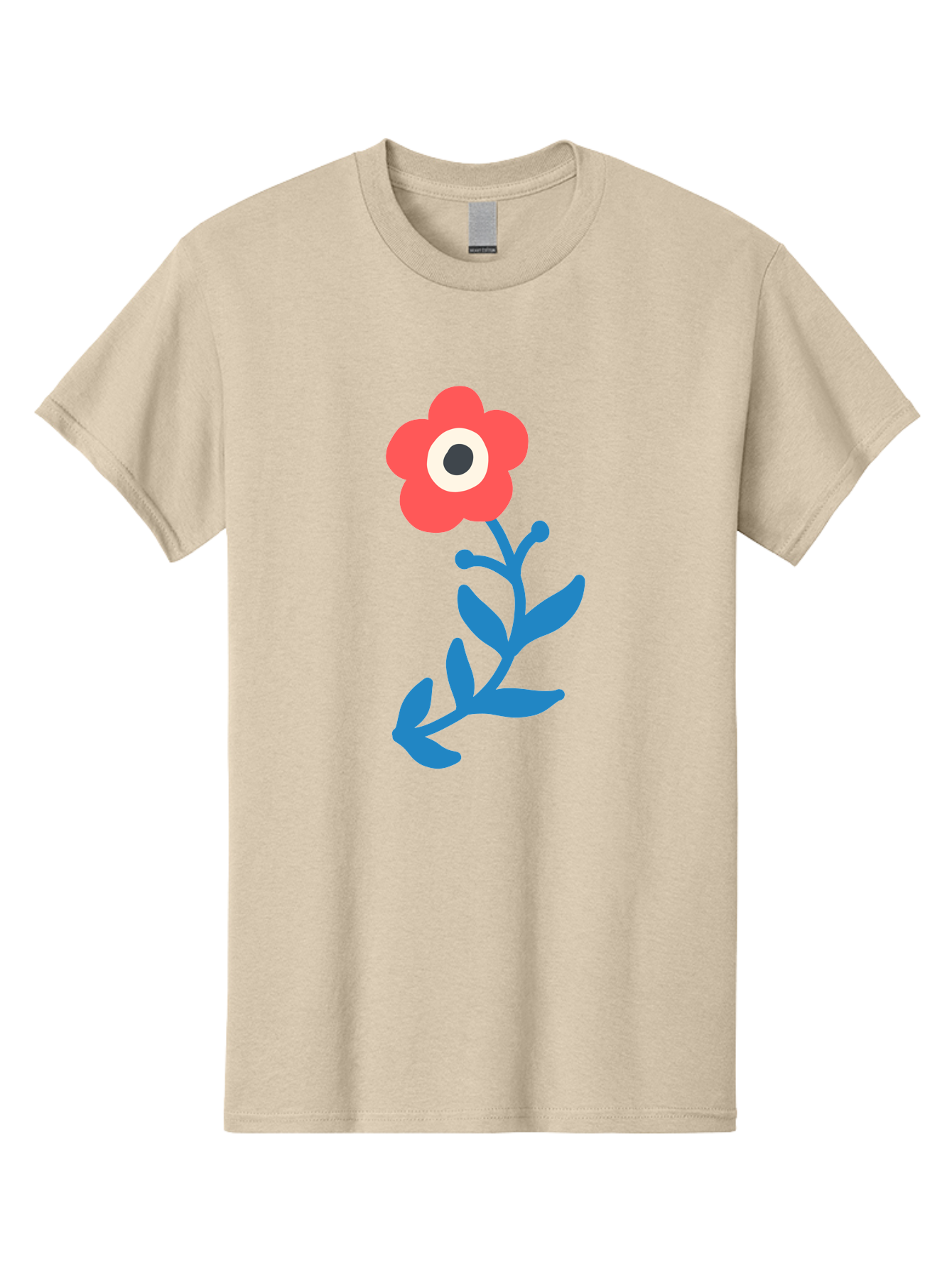 Eye-Flower Men'S Graphic Tee, 100% Cotton, Comfortable Casual Summer Wear, Machine Washable, Cartoon Flower, Floral Design, Red Bloom, Blue Leaves, Eye In Flower, Quirky Art, Illustration, Pop Art, Modern Art, Abstract Art, Red Petals, Aab699 19