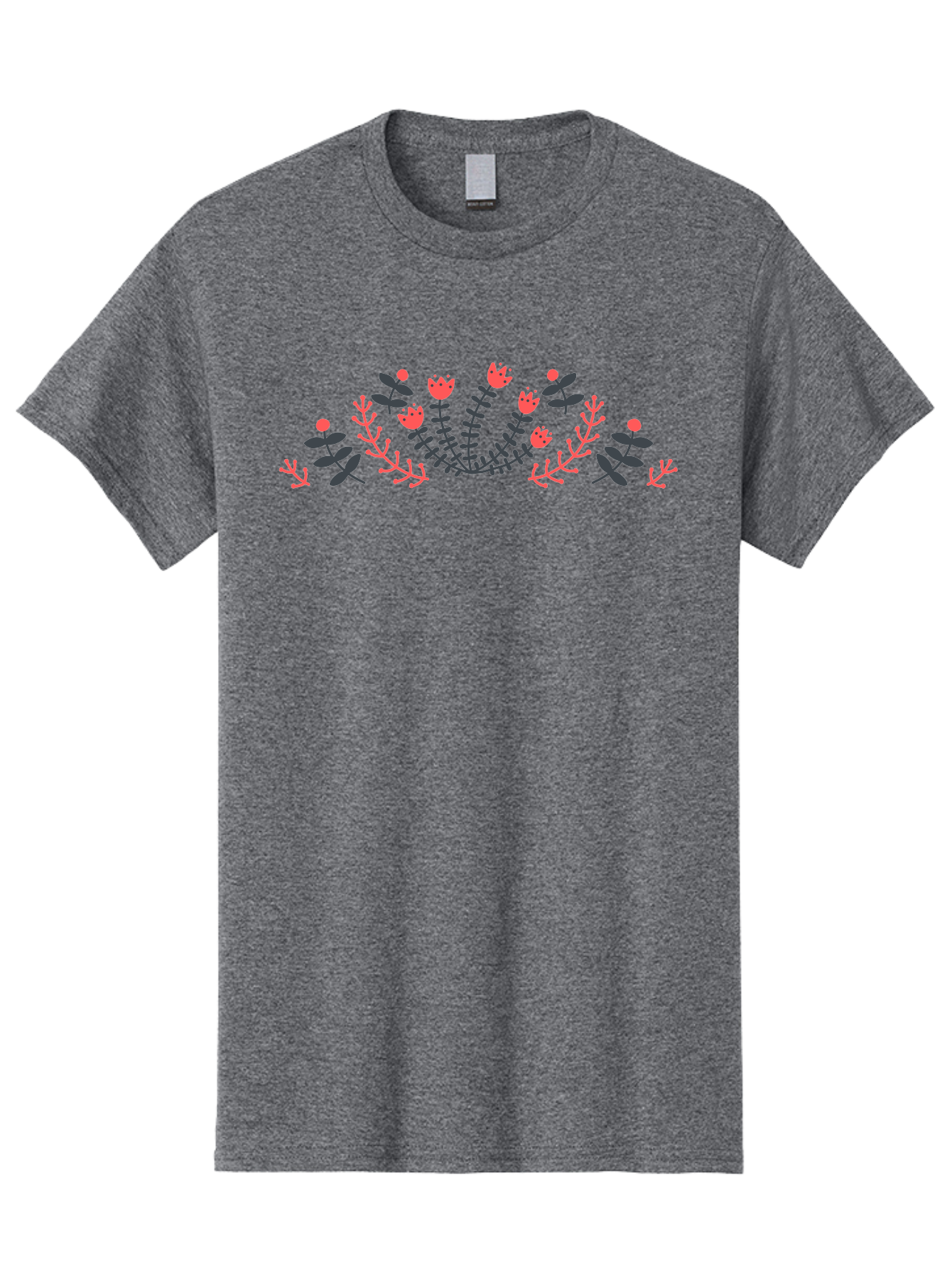 Floral-Design Men'S Graphic Tee, 100% Cotton, Comfortable Casual Summer Wear, Machine Washable, Floral Pattern, Elegant Design, Delicate Flowers, Pink Blooms, Dark Blue Leaves, Whimsical Arrangement, Beautiful Artwork, Floral Wreath, Aab700 15